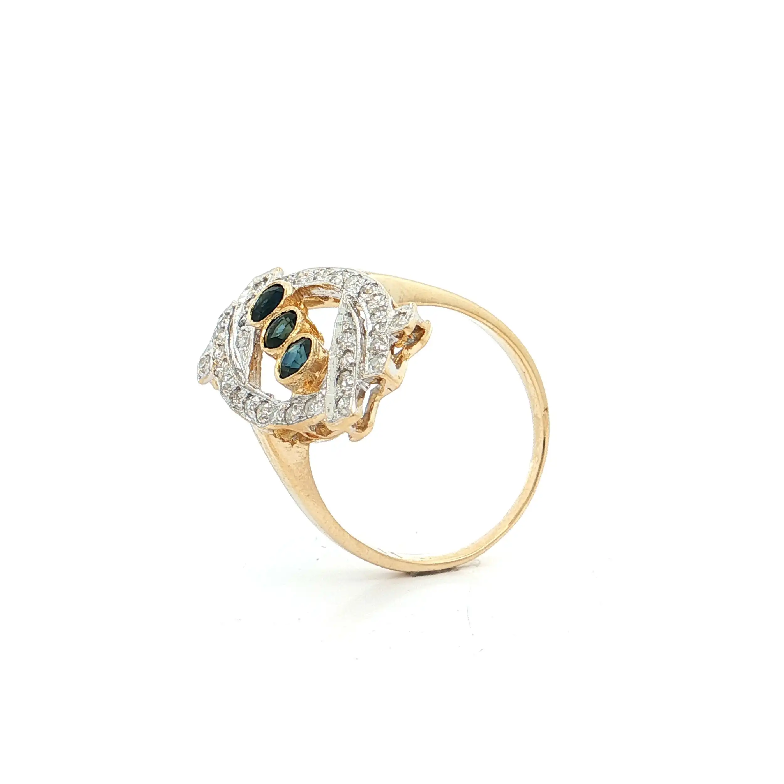 Ring Bicolor mit Diamanten und Saphir Ring Bicolor mit Diamanten und Saphir