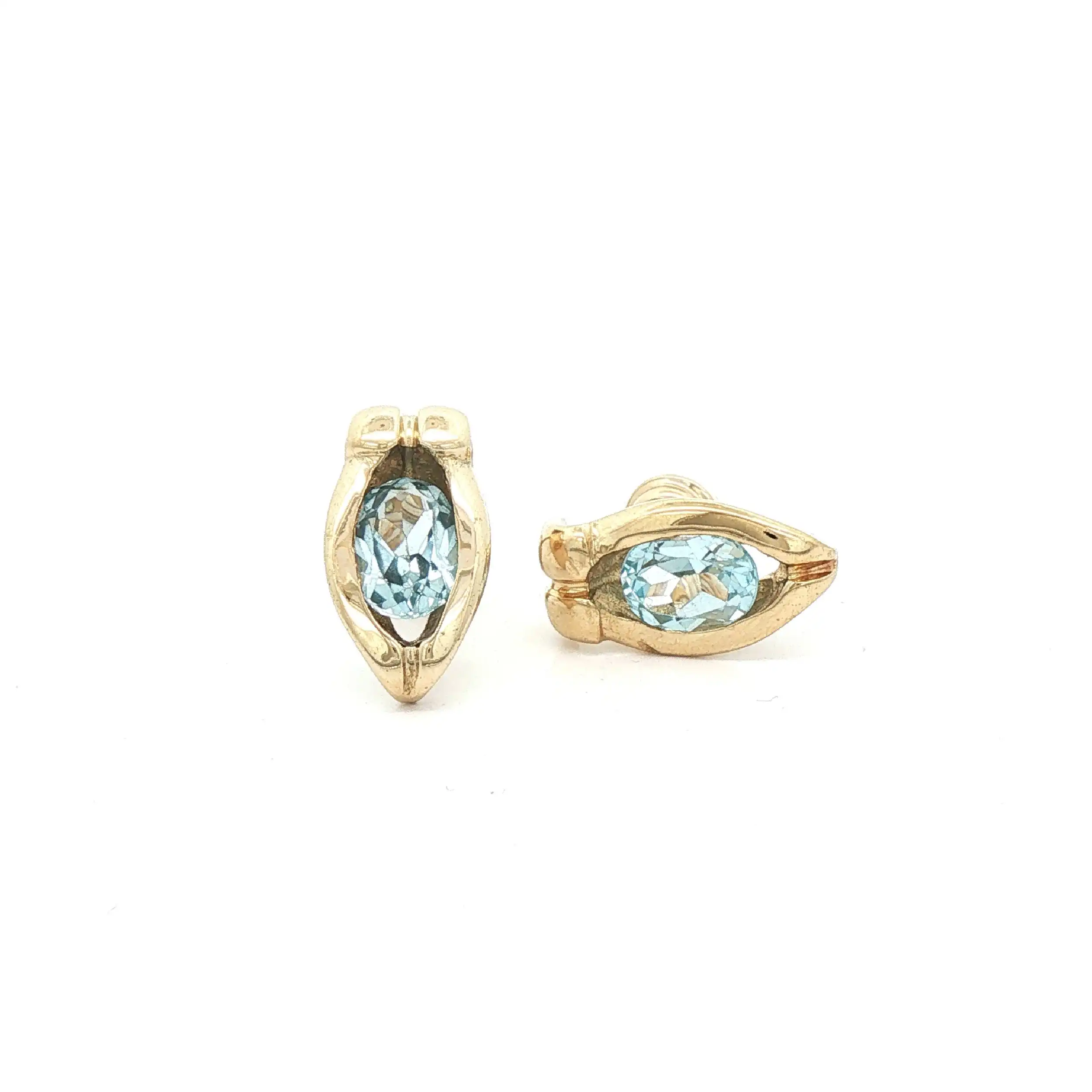 Ohrstecker Gelbgold mit Blau-Topas