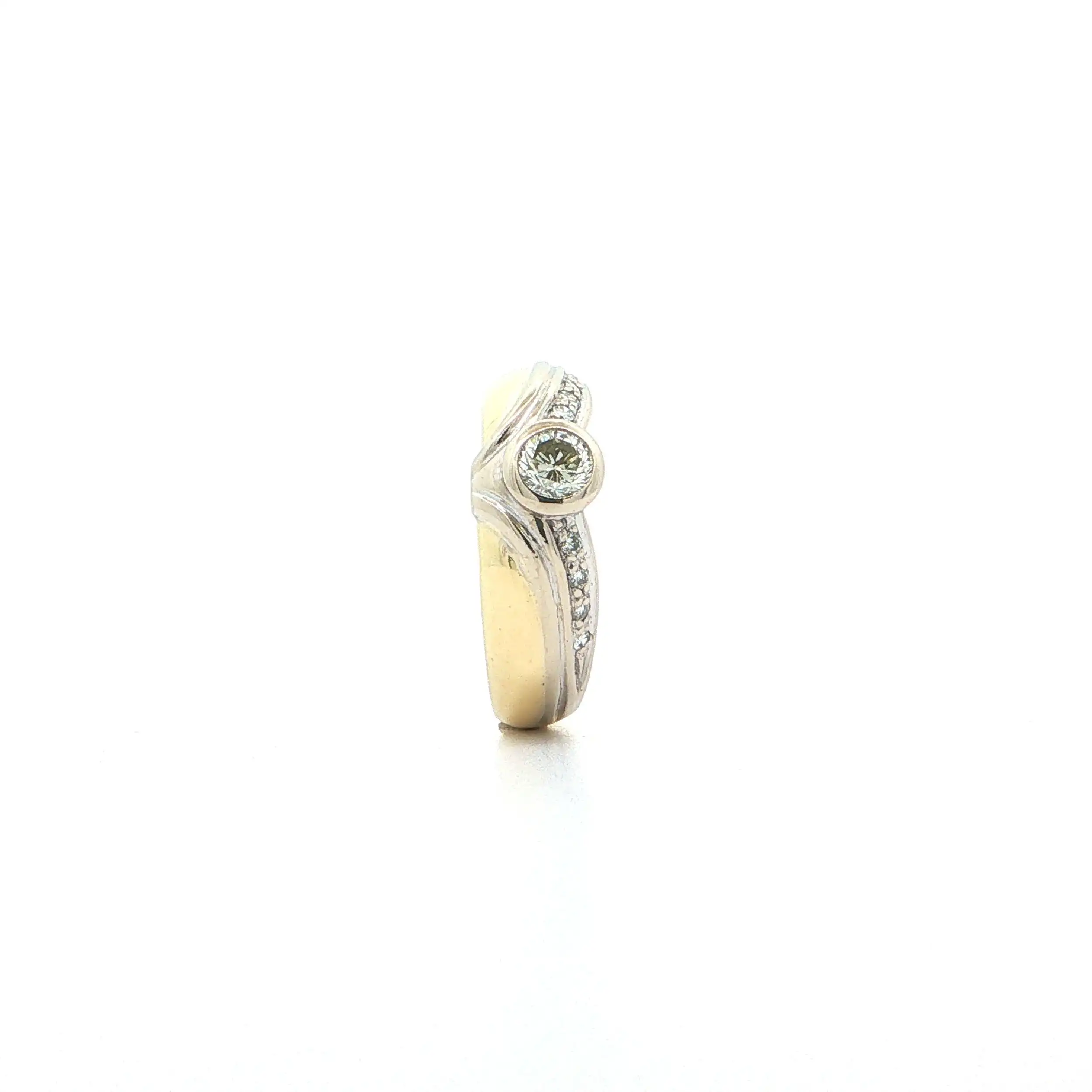Ring Bicolor mit Brillanten, graviert mit 0,30ct. & 0,09ct.