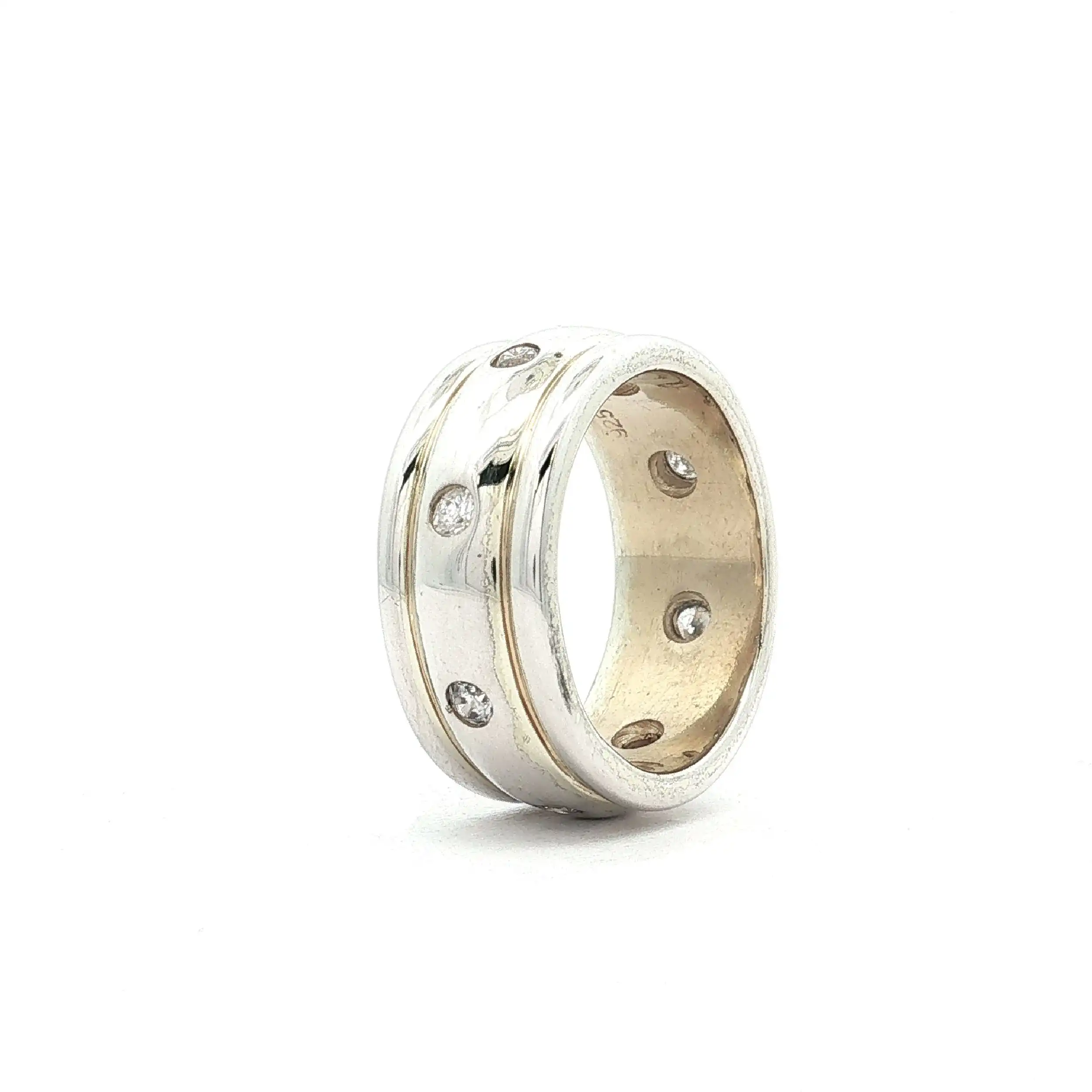 Ring Silber mit Zirkonia - Innenteil vergoldet Ring Silber mit Zirkonia - Innenteil vergoldet