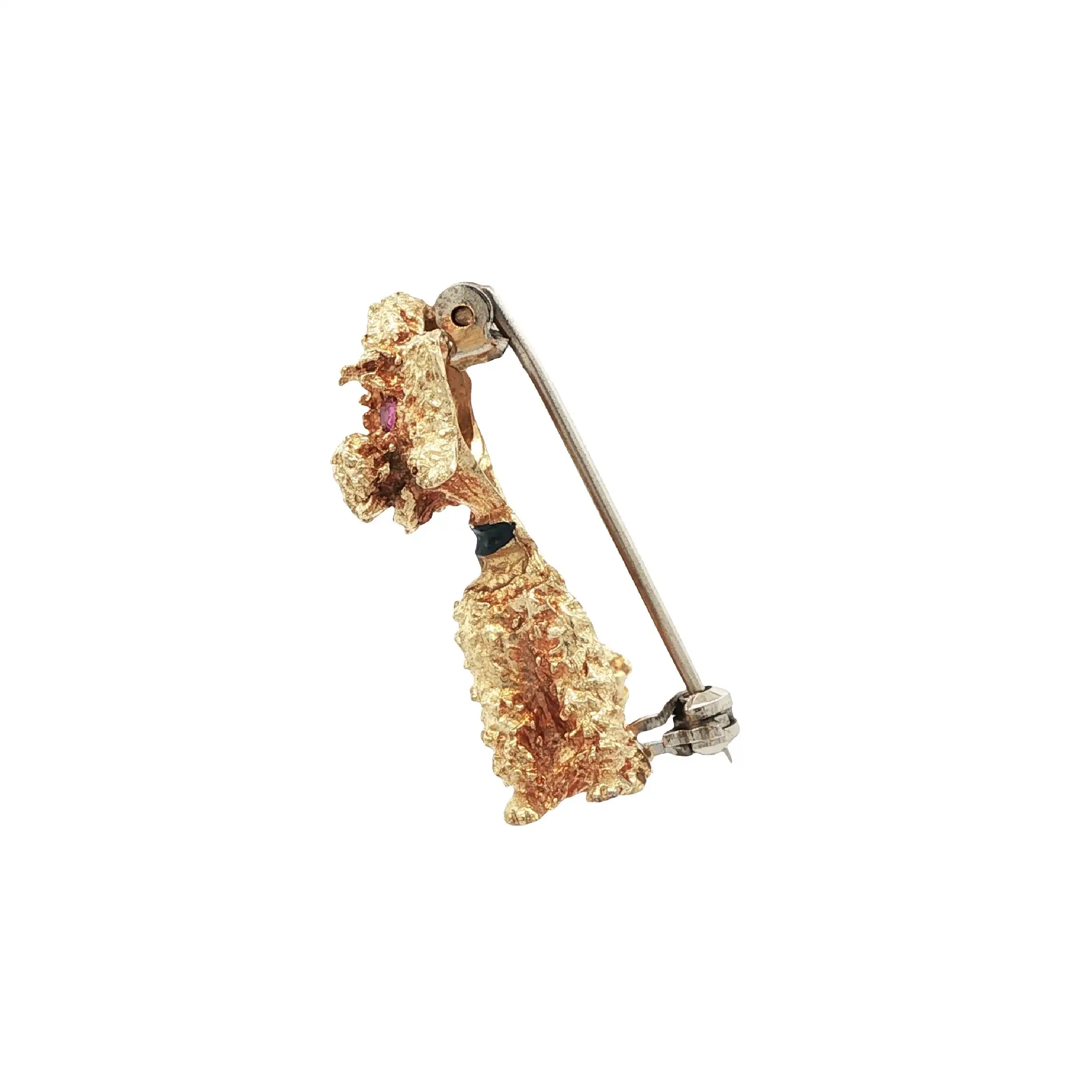 Brosche Gelbgold "Pudel" mit Rubinen Brosche Gelbgold "Pudel" mit Rubinen