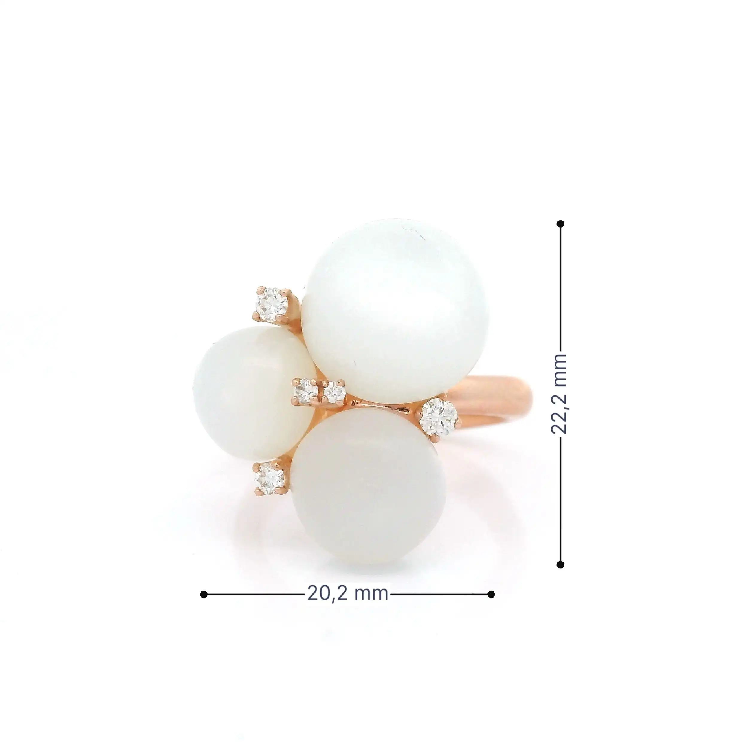 Ring Roségold mit Brillanten und Mondstein Cabochon mit 0,15ct graviert