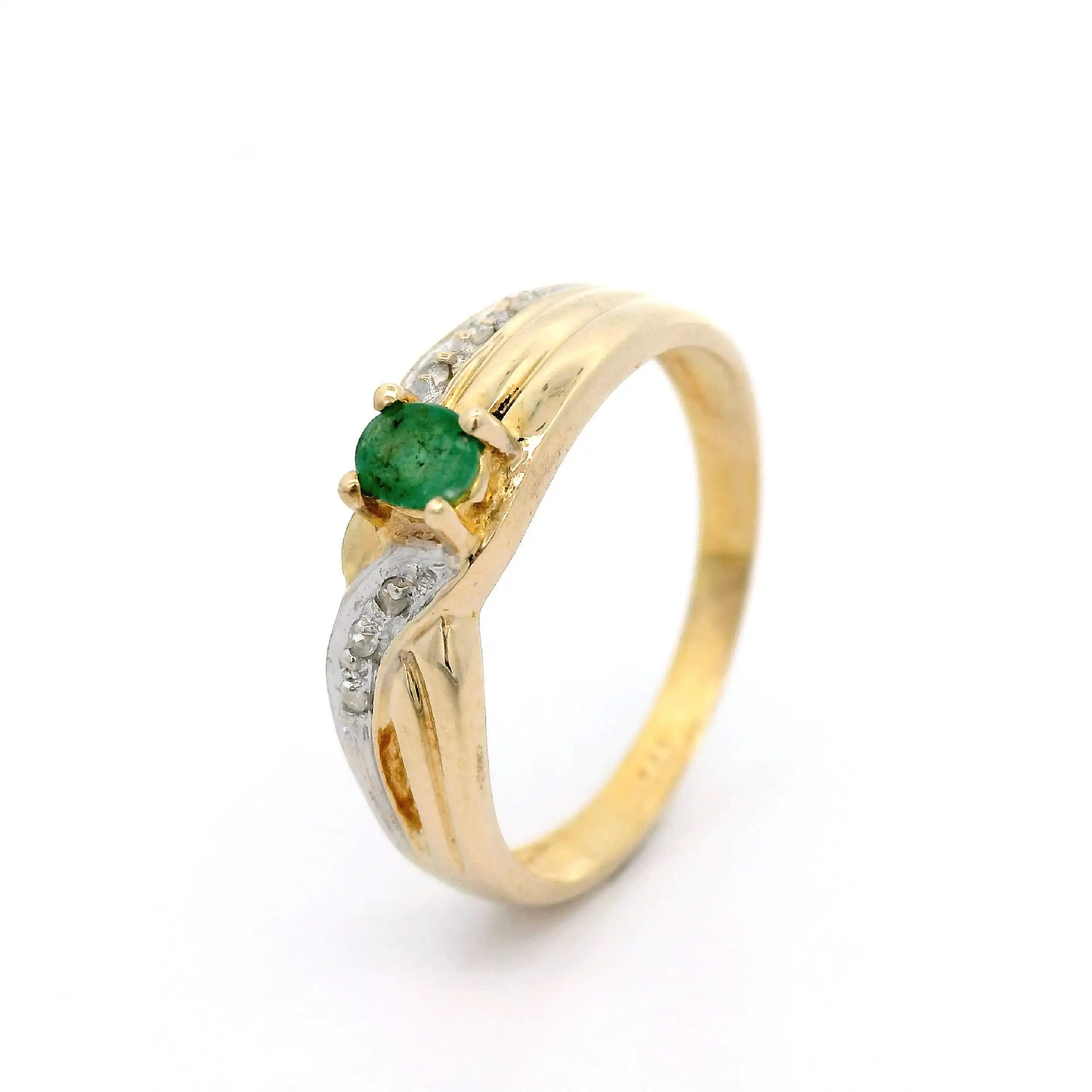 Ring Bicolor mit Diamanten und Smaragd