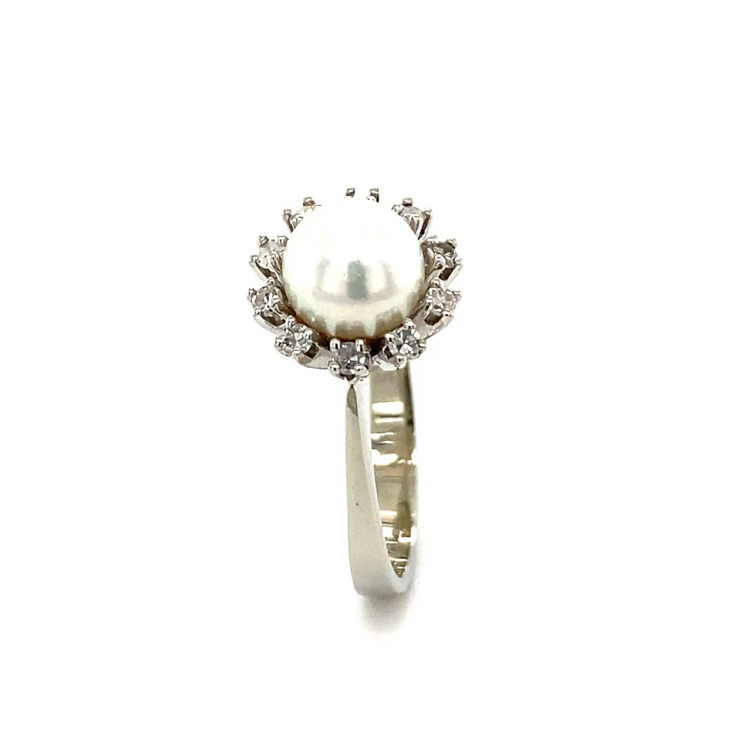 Ring Weißgold mit Perle & Diamanten