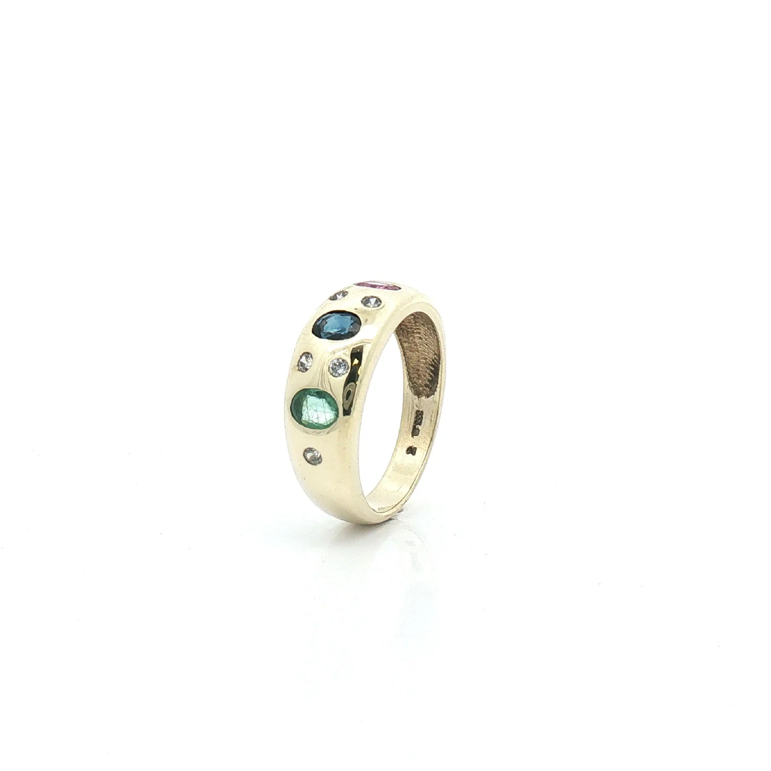 Ring Gelbgold mit verschiedenen Farbsteinen