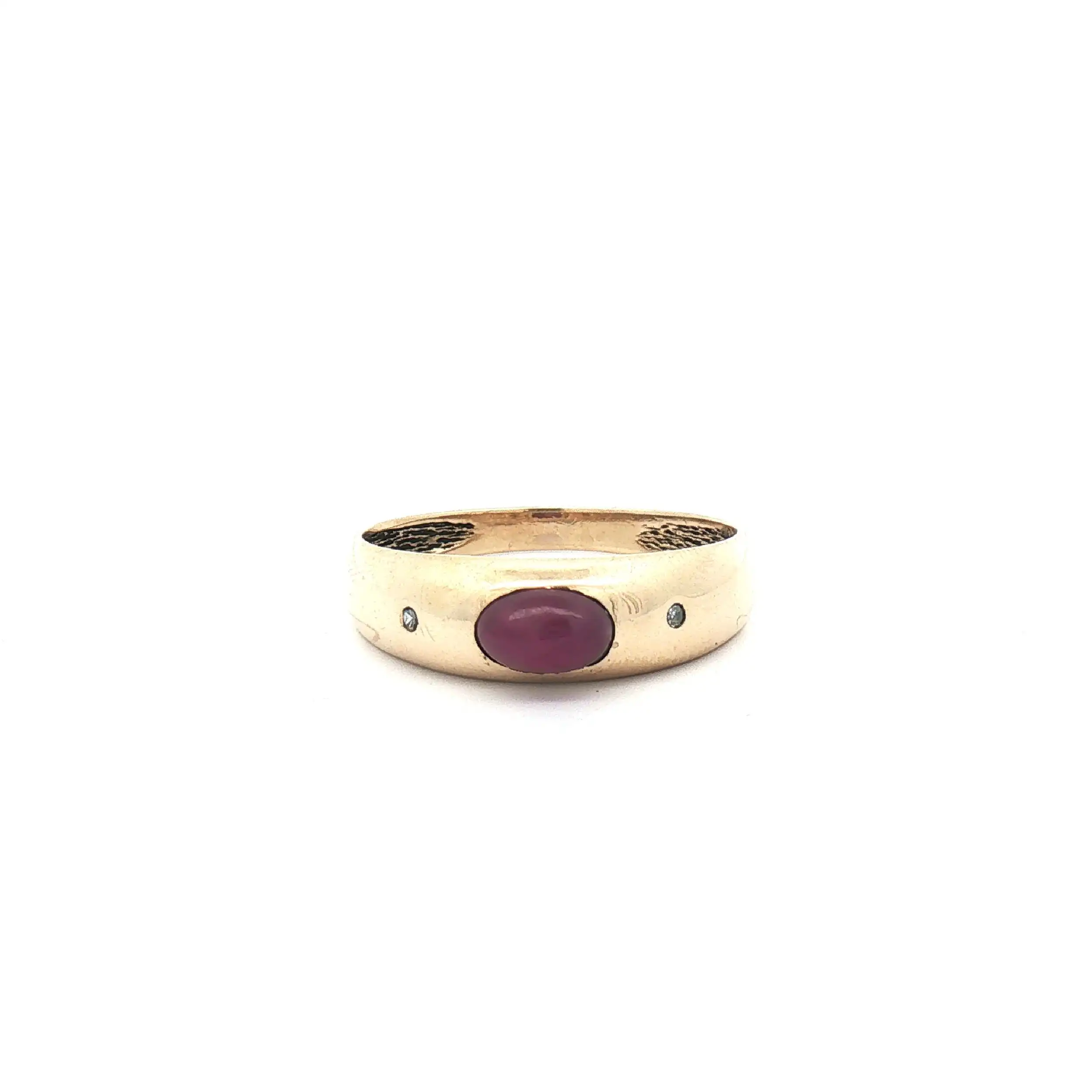 Bandring Gelbgold mit Diamanten und Rubin Cabochon Bandring Gelbgold mit Diamanten und Rubin Cabochon