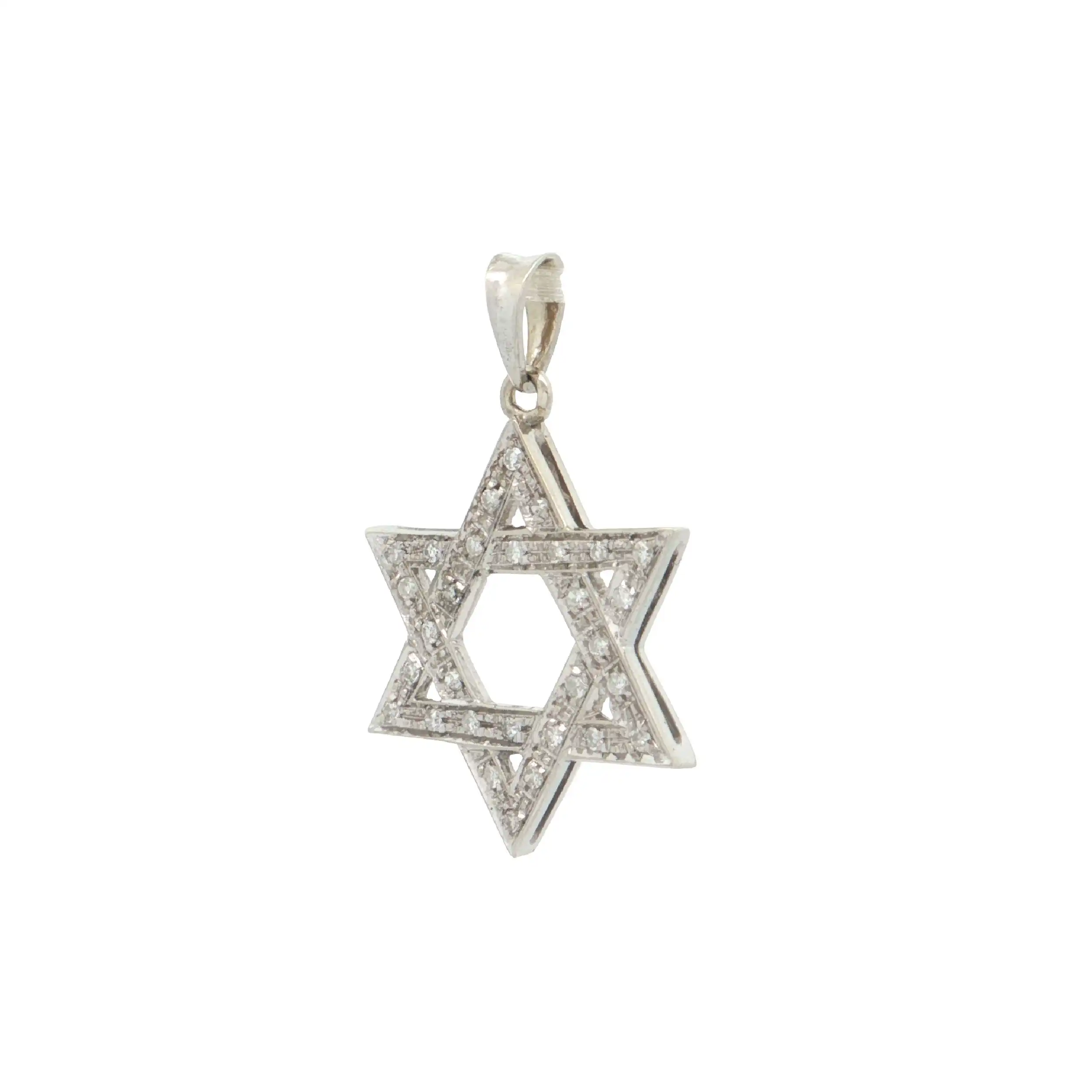 Anhänger Weißgold Davidstern mit Diamanten