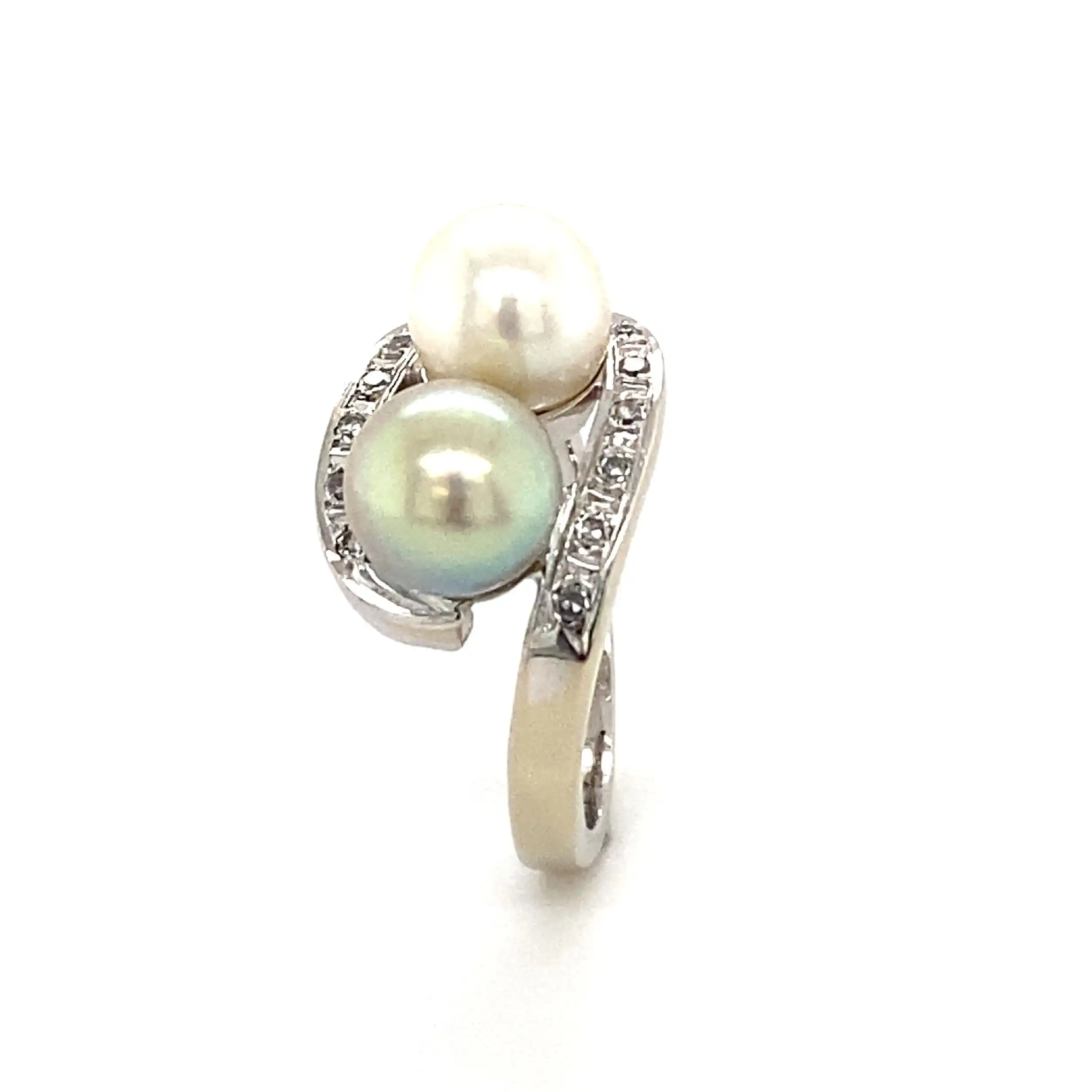 Ring Weißgold mit Perlen & Diamanten