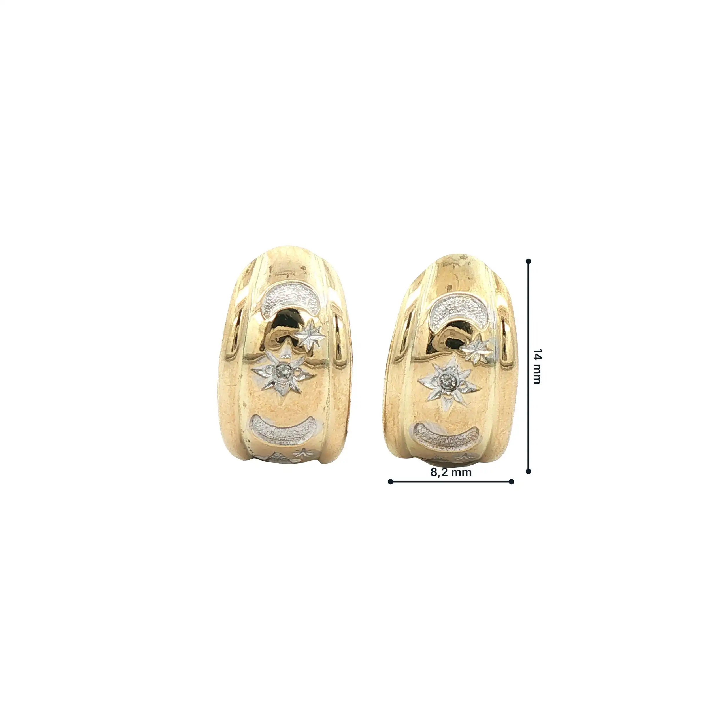 Ohrstecker Bicolor Mond und Stern mit Diamant Ohrstecker Bicolor Mond und Stern mit Diamant