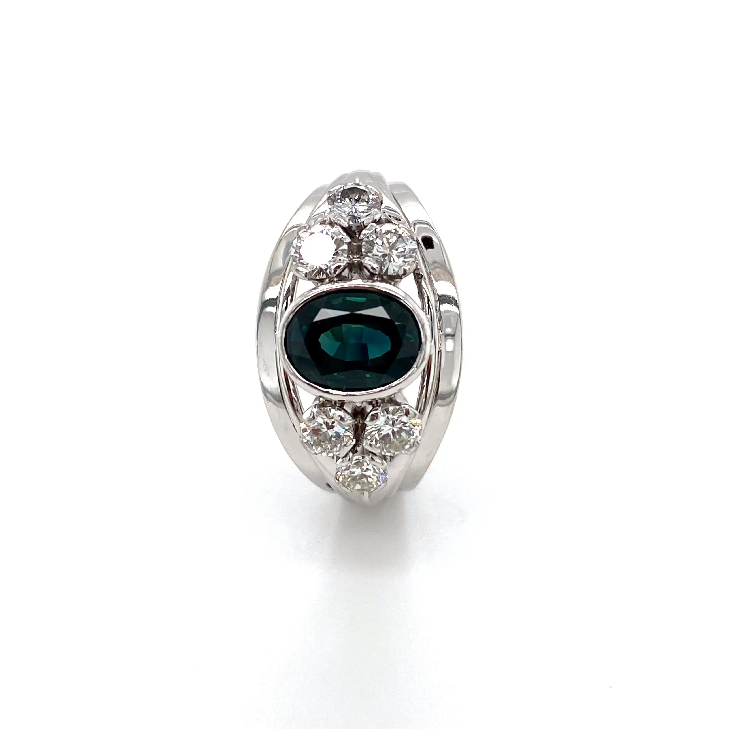 Ring Weißgold mit Saphir ca. 1,4ct und 6 Brillanten mit EPL Expertise Ring Weißgold mit Saphir ca. 1,4ct und 6 Brillanten mit EPL Expertise