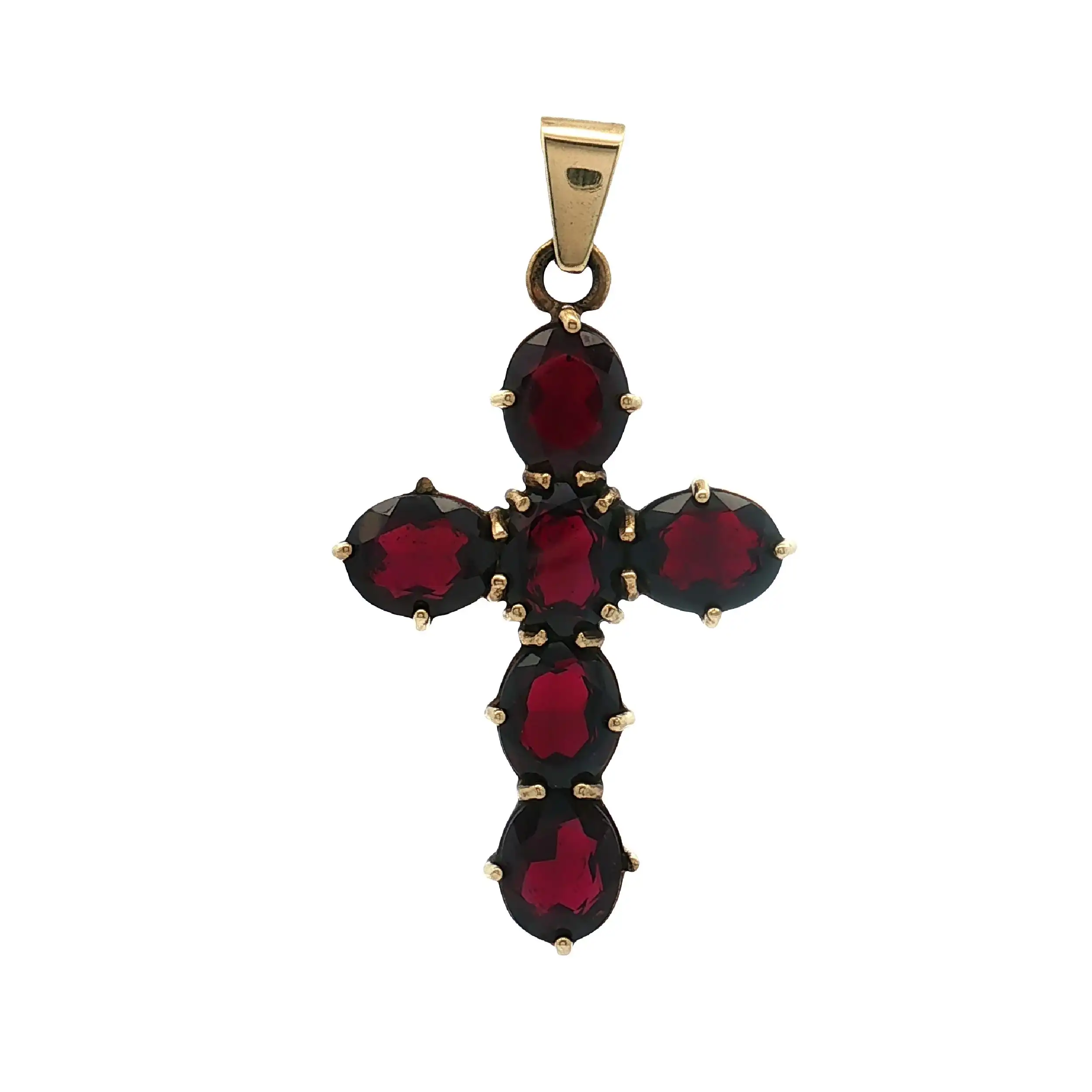 Kreuzanhänger Gelbgold mit Granat