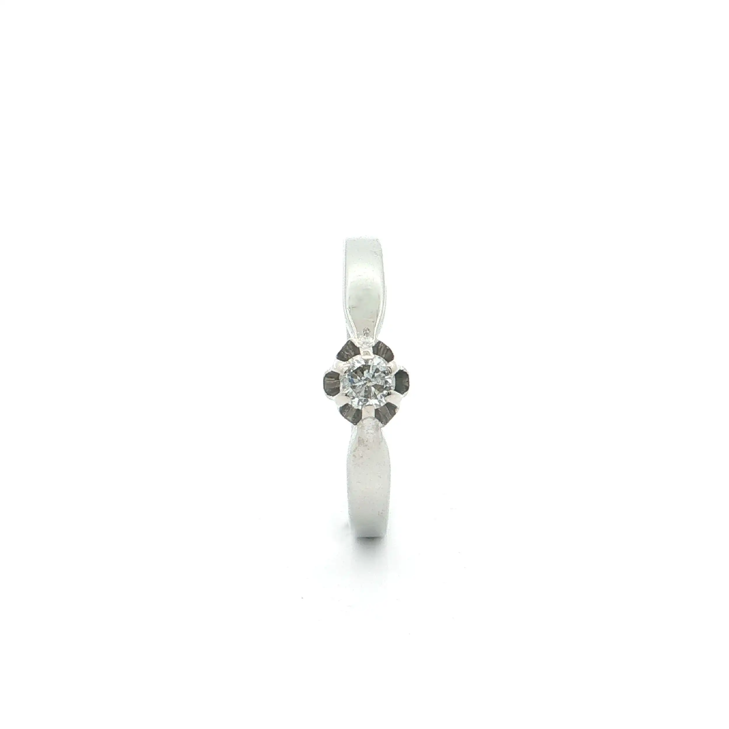 Ring Weißgold mit Brillant, graviert mit 0,10ct