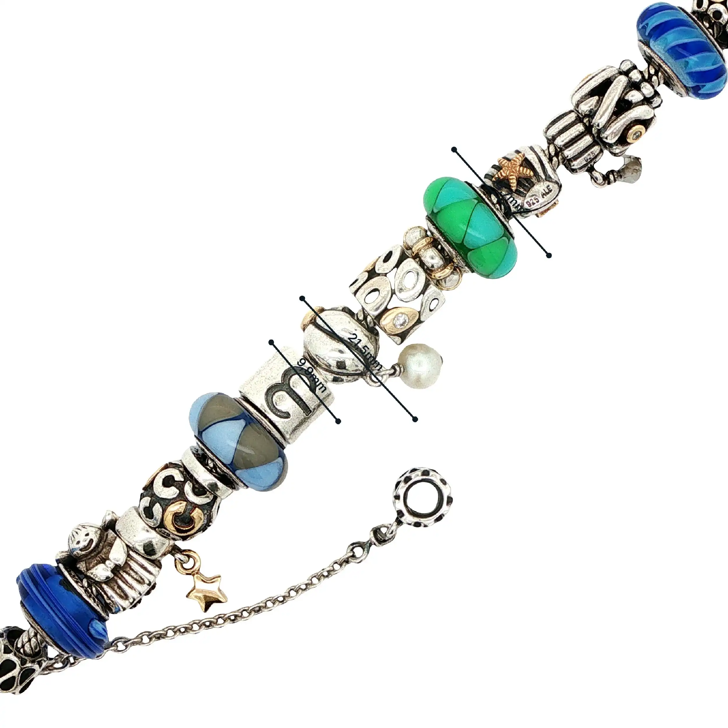 Armband Silber/ Gold Pandora mit 20 Charms