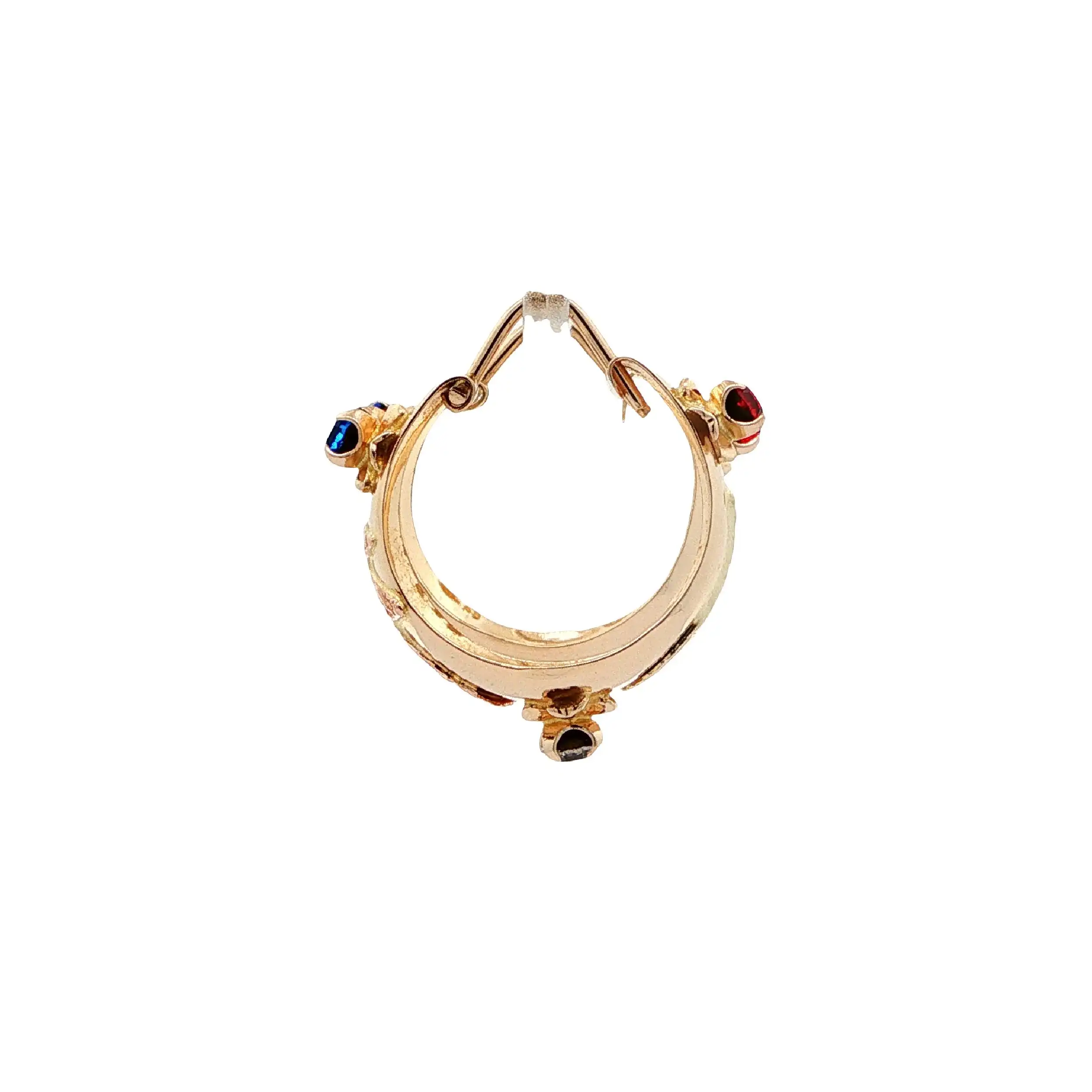 Creolen Gelbgold mit roten, blauen Farbsteinen & Zirkonia