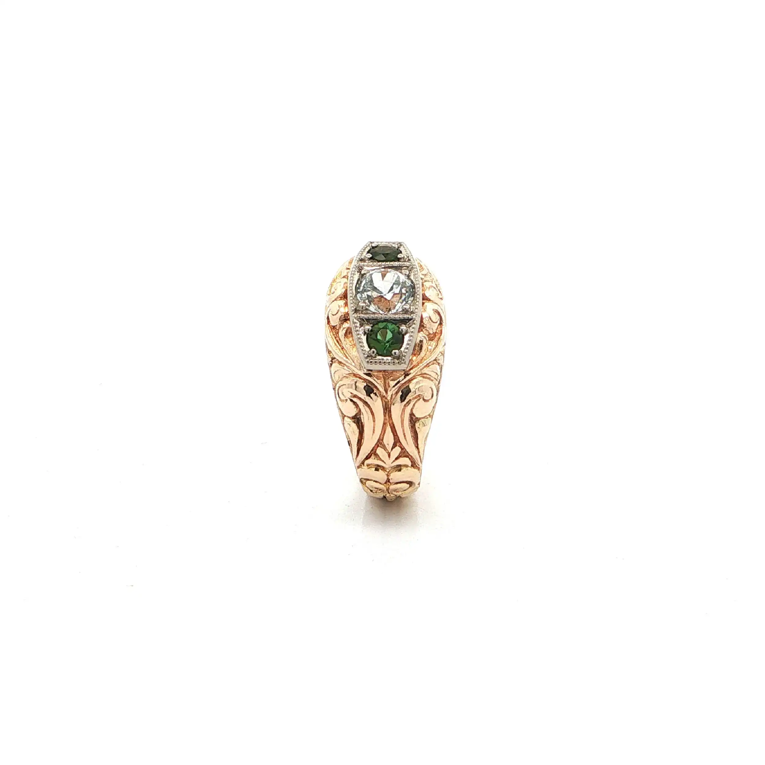 Ring Gelbgold mit grünen Farbsteinen & Zirkonia Ring Gelbgold mit grünen Farbsteinen & Zirkonia