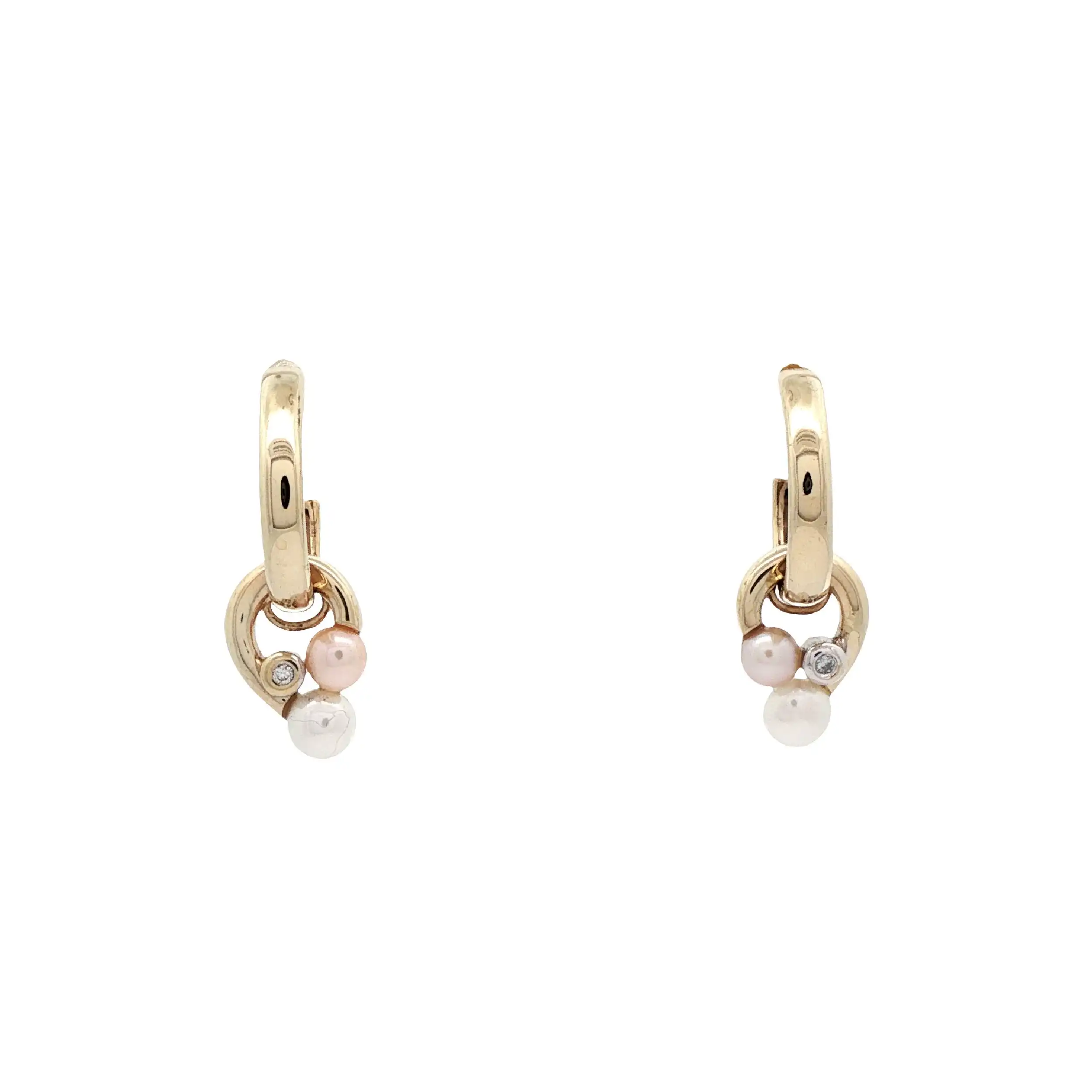 Ohrhänger Gelbgold mit Perlen und Diamanten