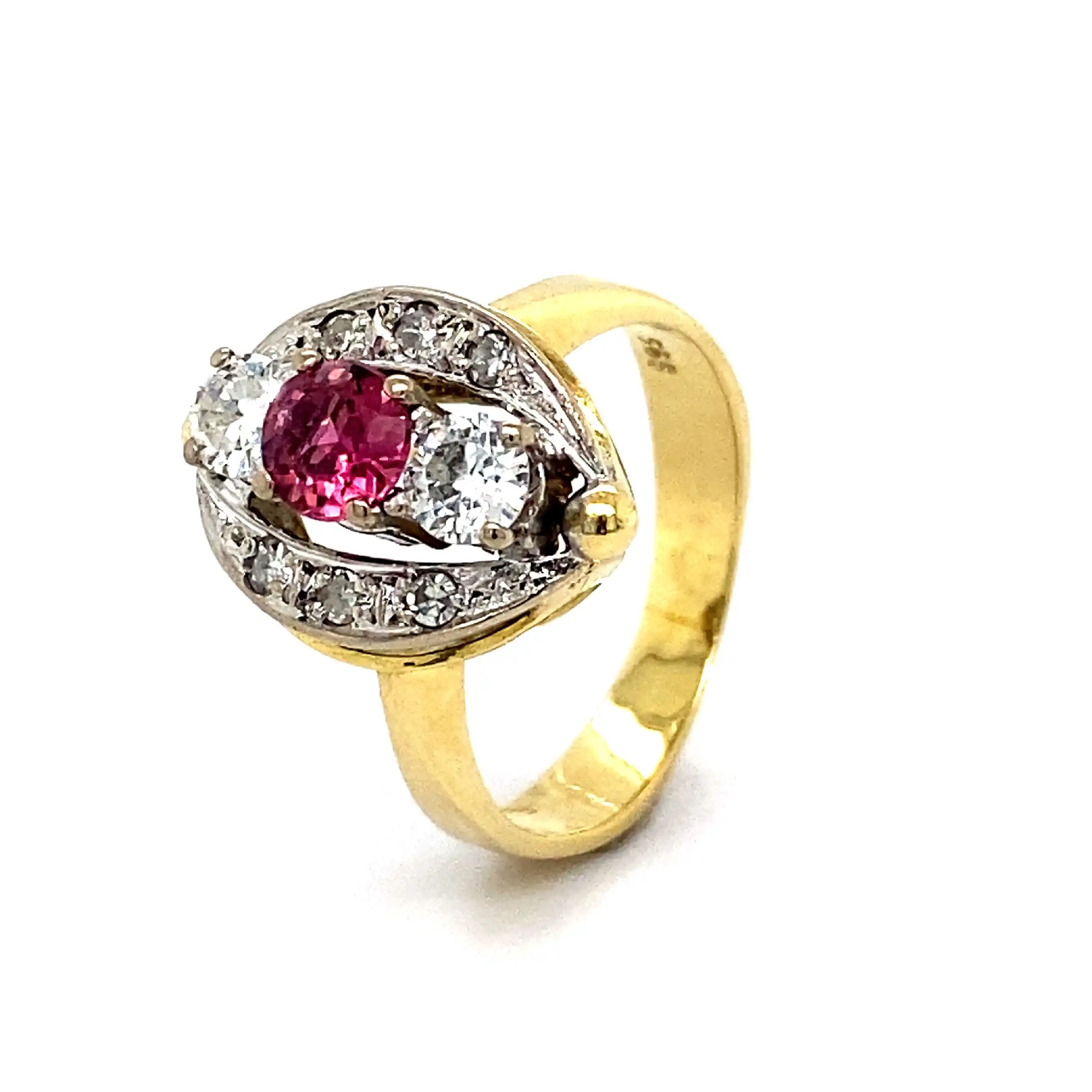 Ring Bicolor mit Turmalin, Brillanten und Diamanten Ring Bicolor mit Turmalin, Brillanten und Diamanten