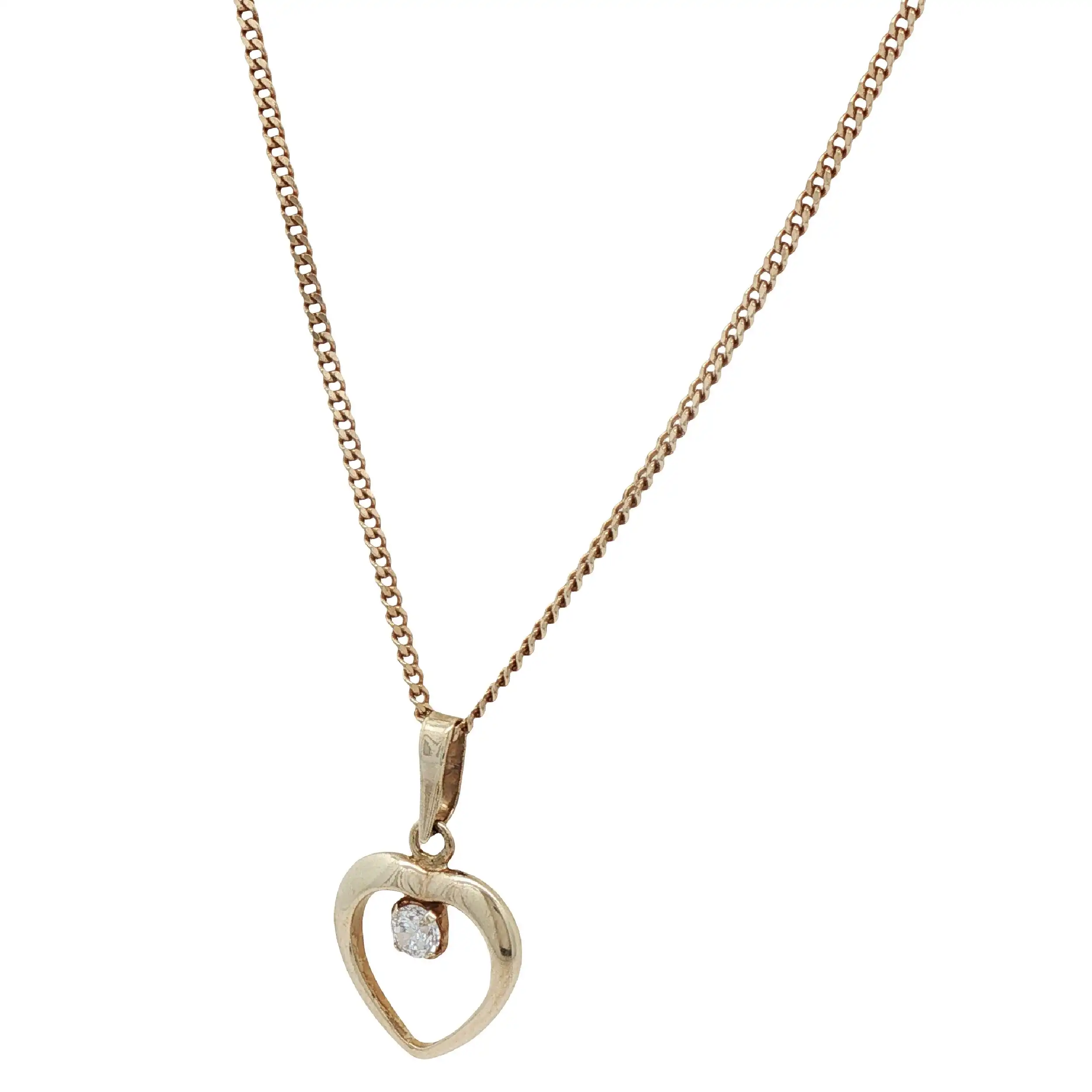 Panzerkette Gelbgold mit Herzanhänger und Zirkonia Panzerkette Gelbgold mit Herzanhänger und Zirkonia