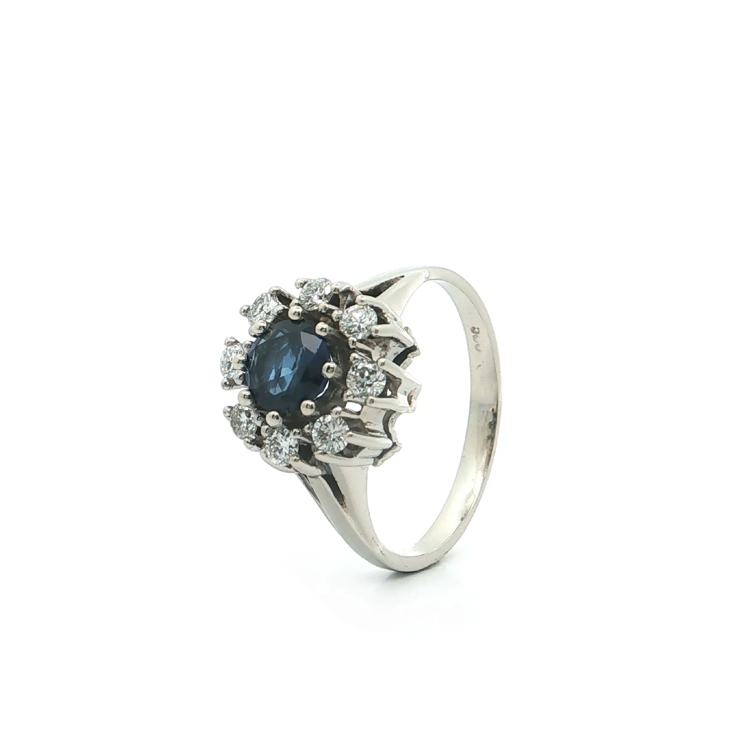 Ring Weißgold mit Saphir und Brillanten Ring Weißgold mit Saphir und Brillanten