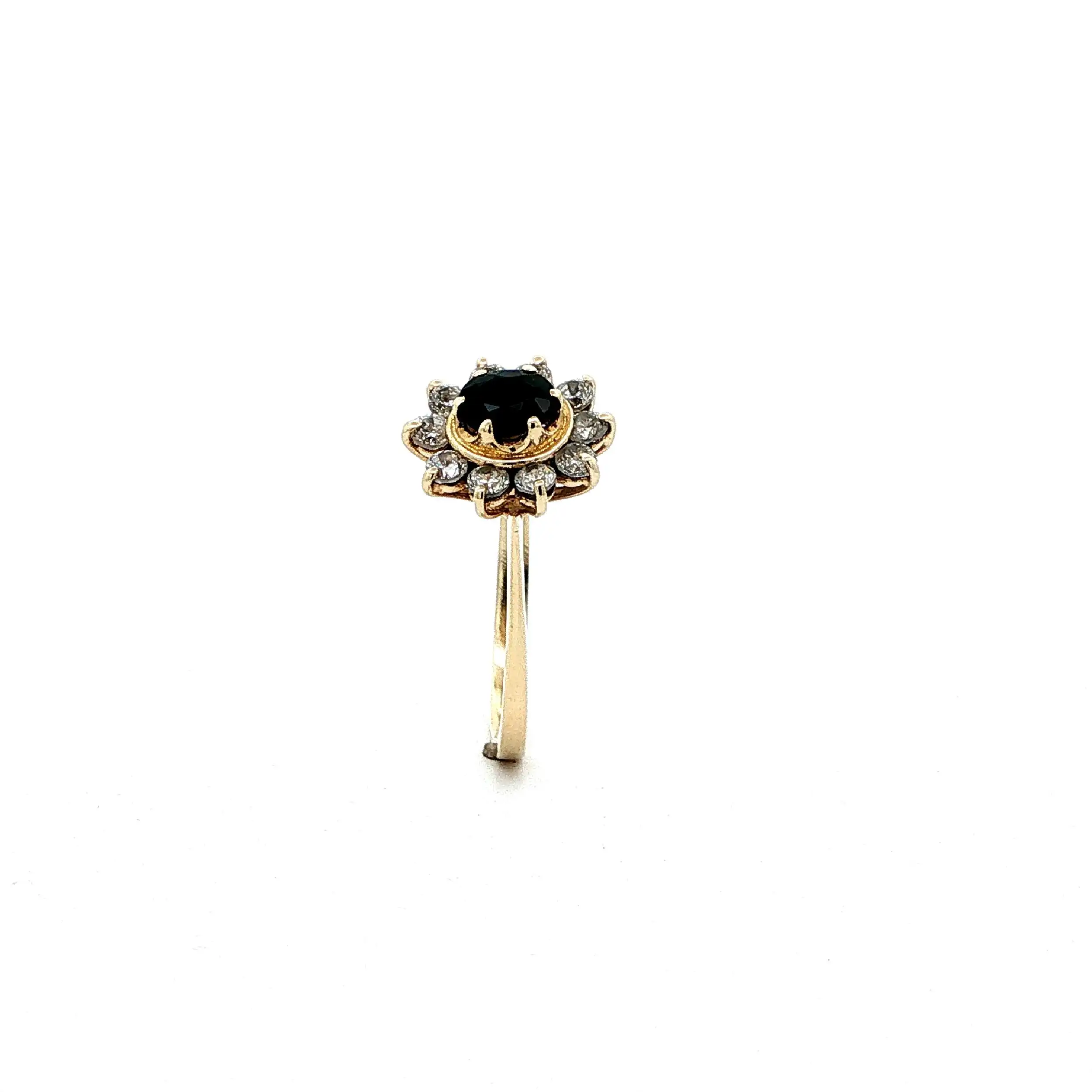 Ring Gelbgold mit blauem Farbstein & Zirkonia