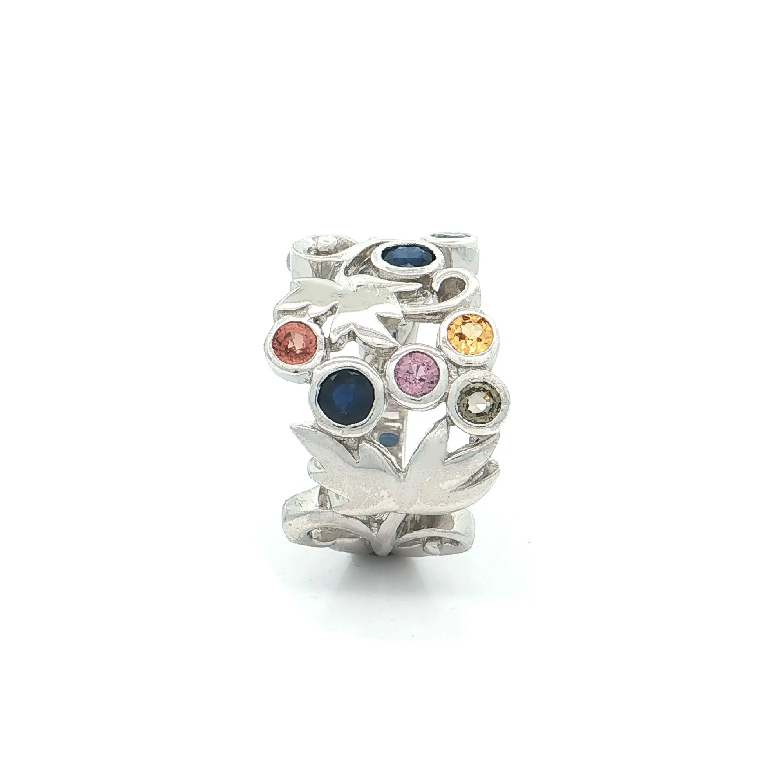 Ring Silber mit bunten Saphiren und Zirkonia