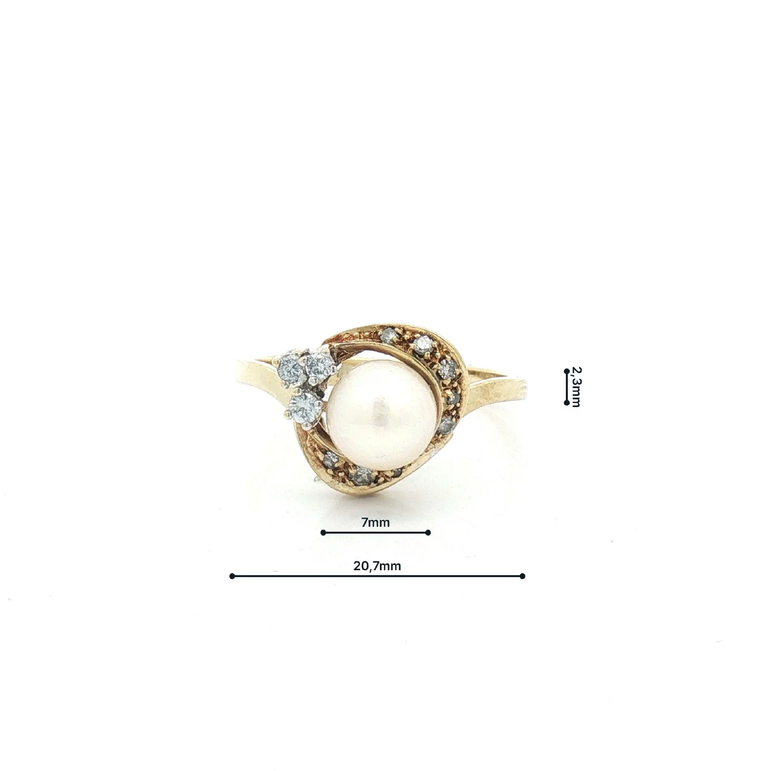 Ring Gelbgold mit Perle und Brillanten