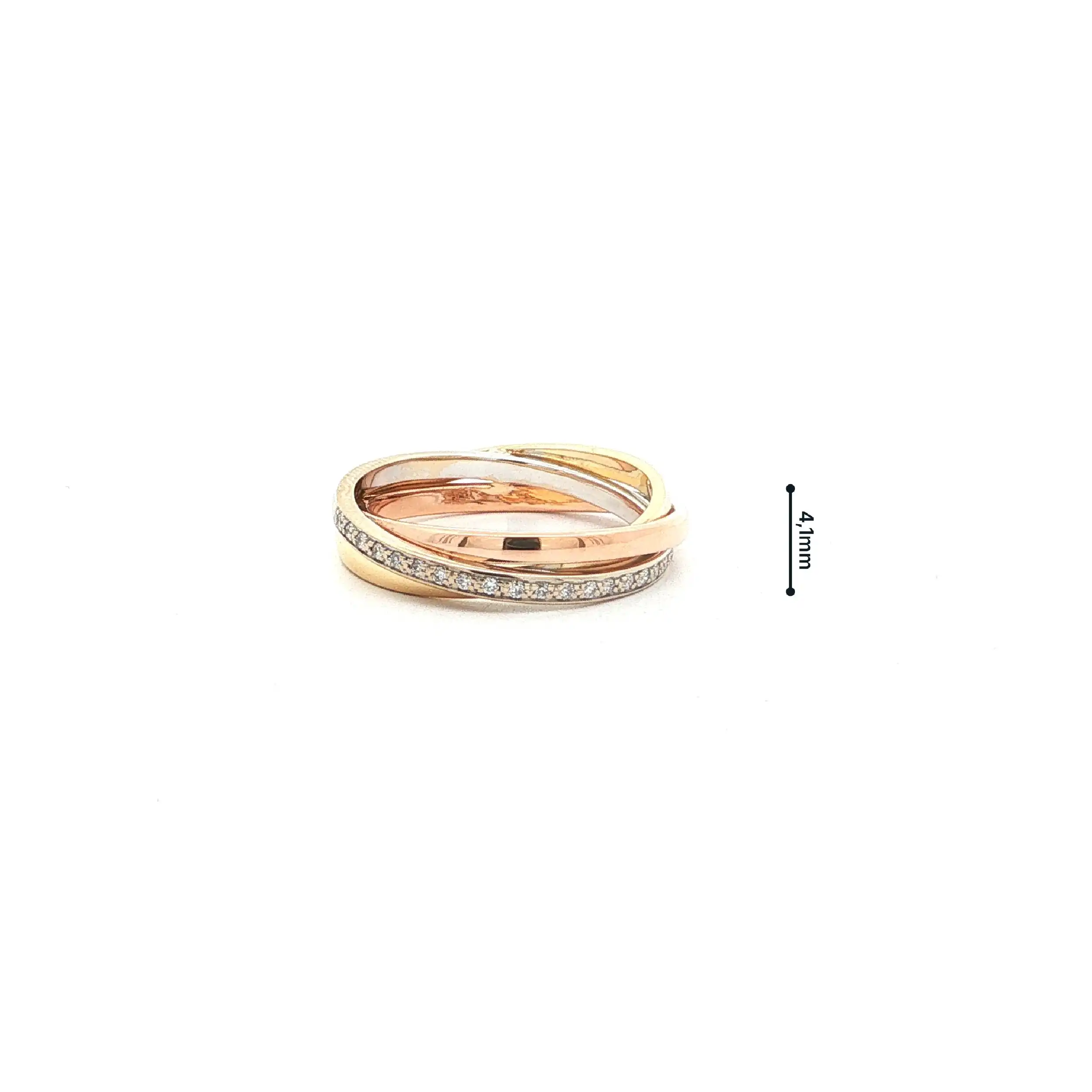 Ring Tricolor mit Brillanten 0,10ct. TW/SI