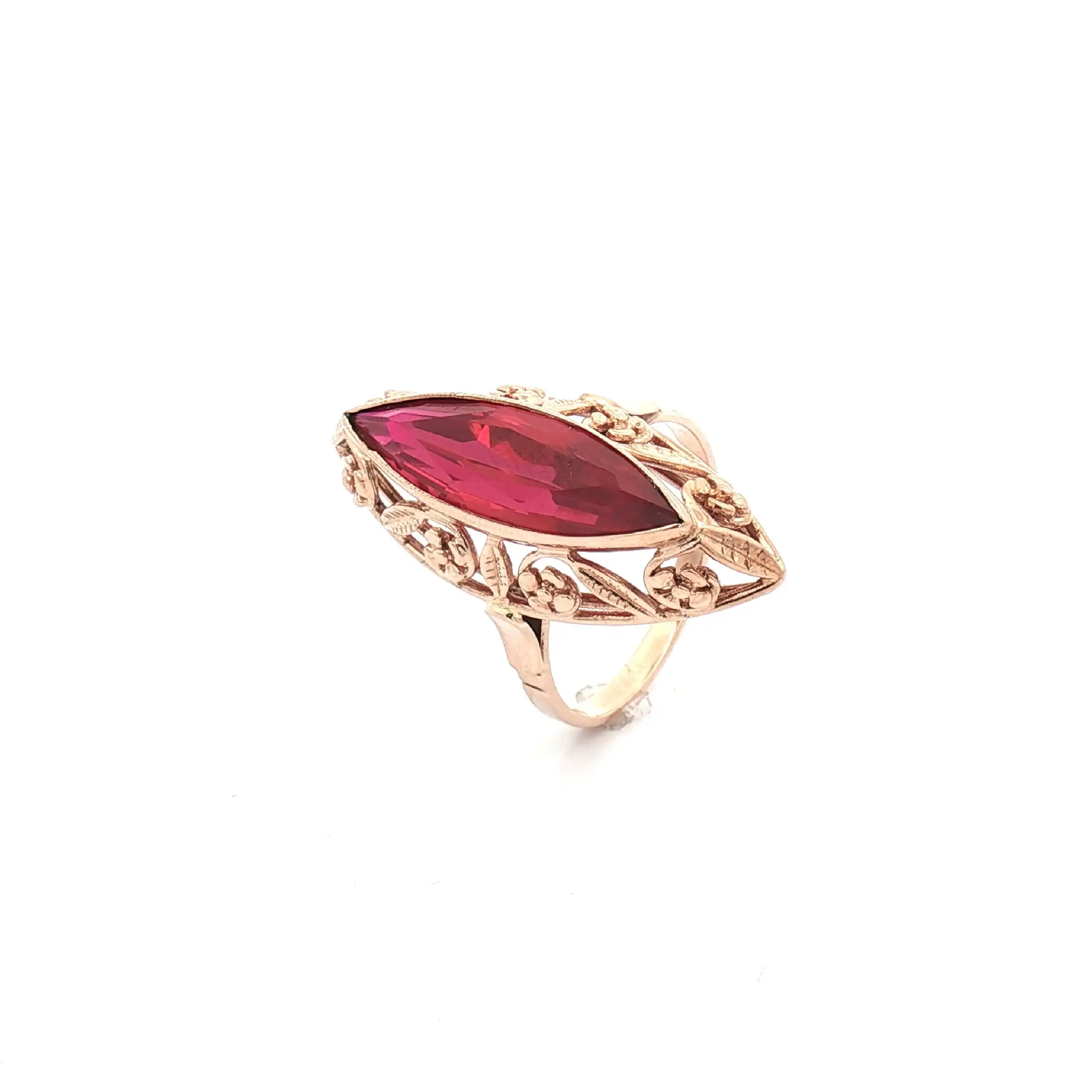 Ring Rotgold mit rotem Farbstein
