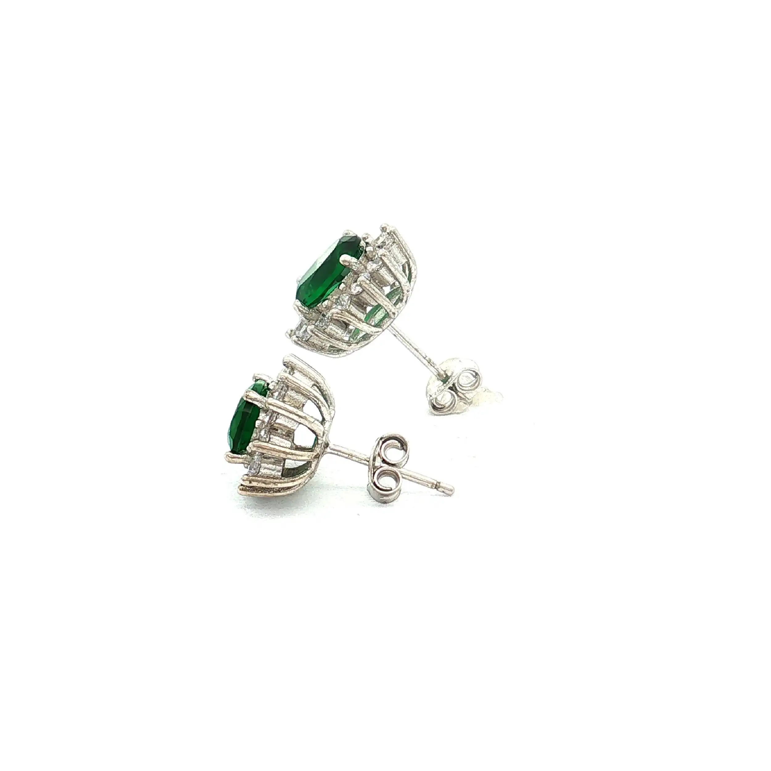 Ohrstecker Silber mit grünem Stein und Zirkonia