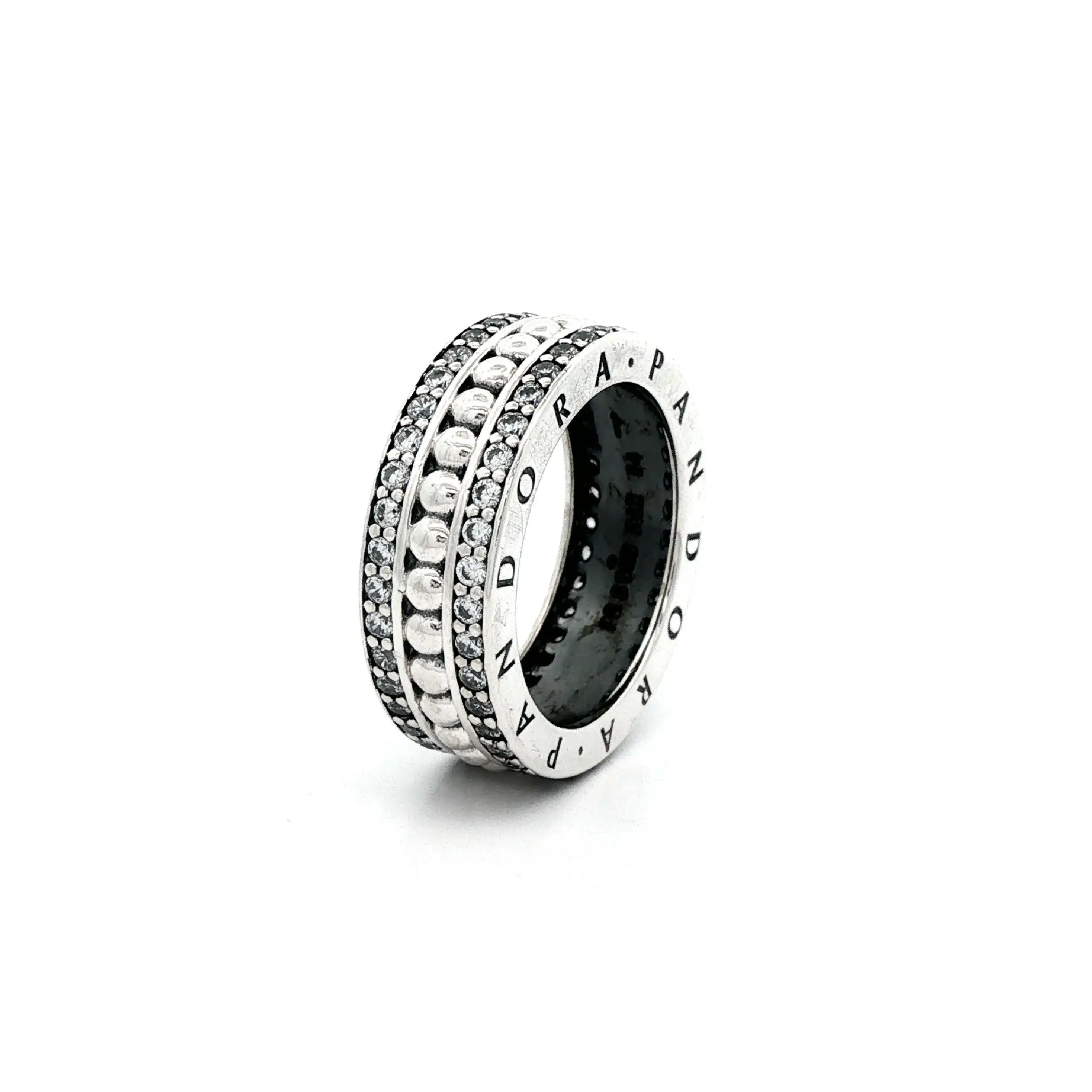 Ring Silber Pandora mit Kugeln und Zirkonia