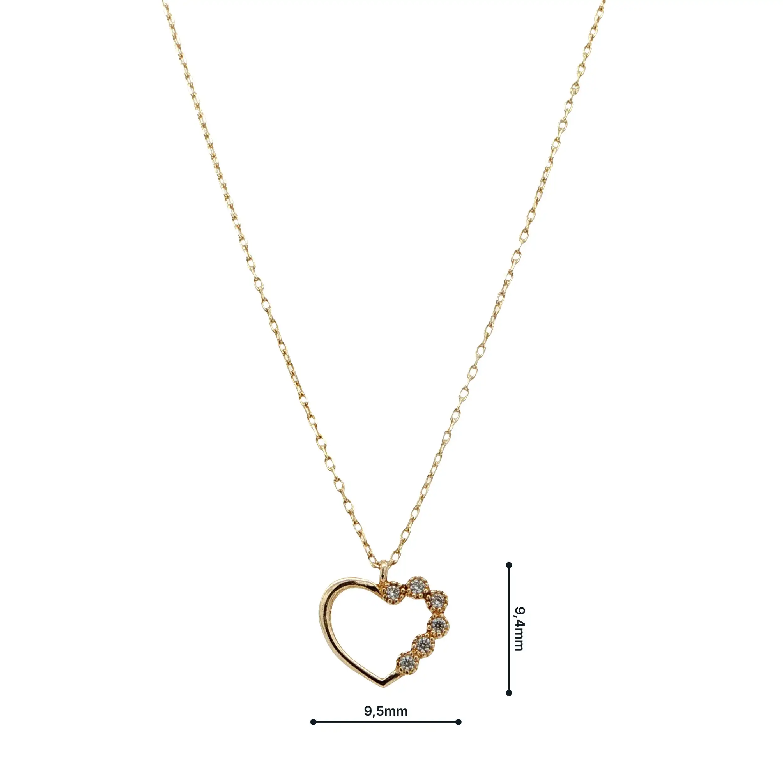 Ankerkette Gelbgold mit Herzanhänger & Zirkonia Ankerkette Gelbgold mit Herzanhänger & Zirkonia