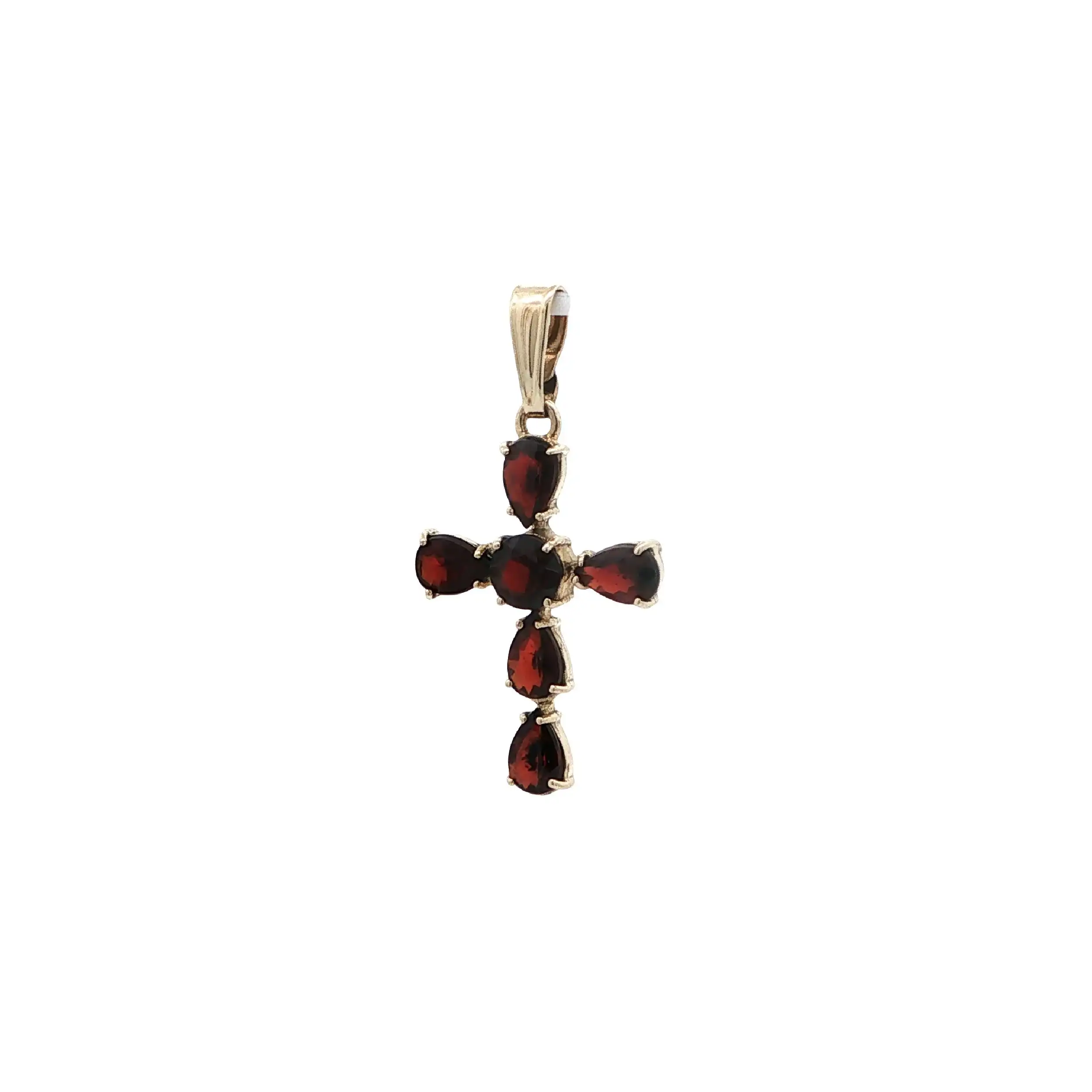 Anhänger Gelbgold Kreuz mit Granat