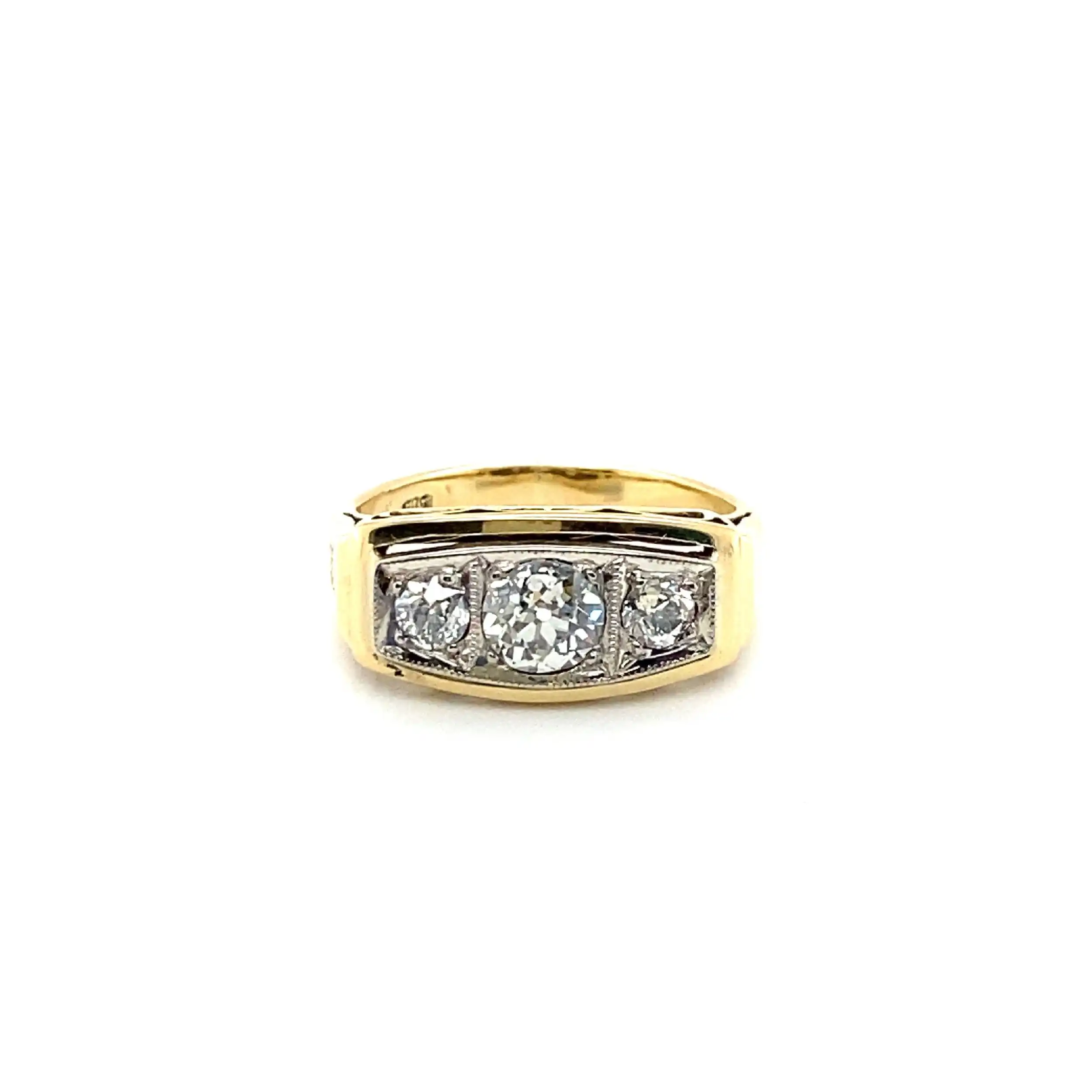 Ring Bicolor mit 3 Altschliff Diamanten Ring Bicolor mit 3 Altschliff Diamanten