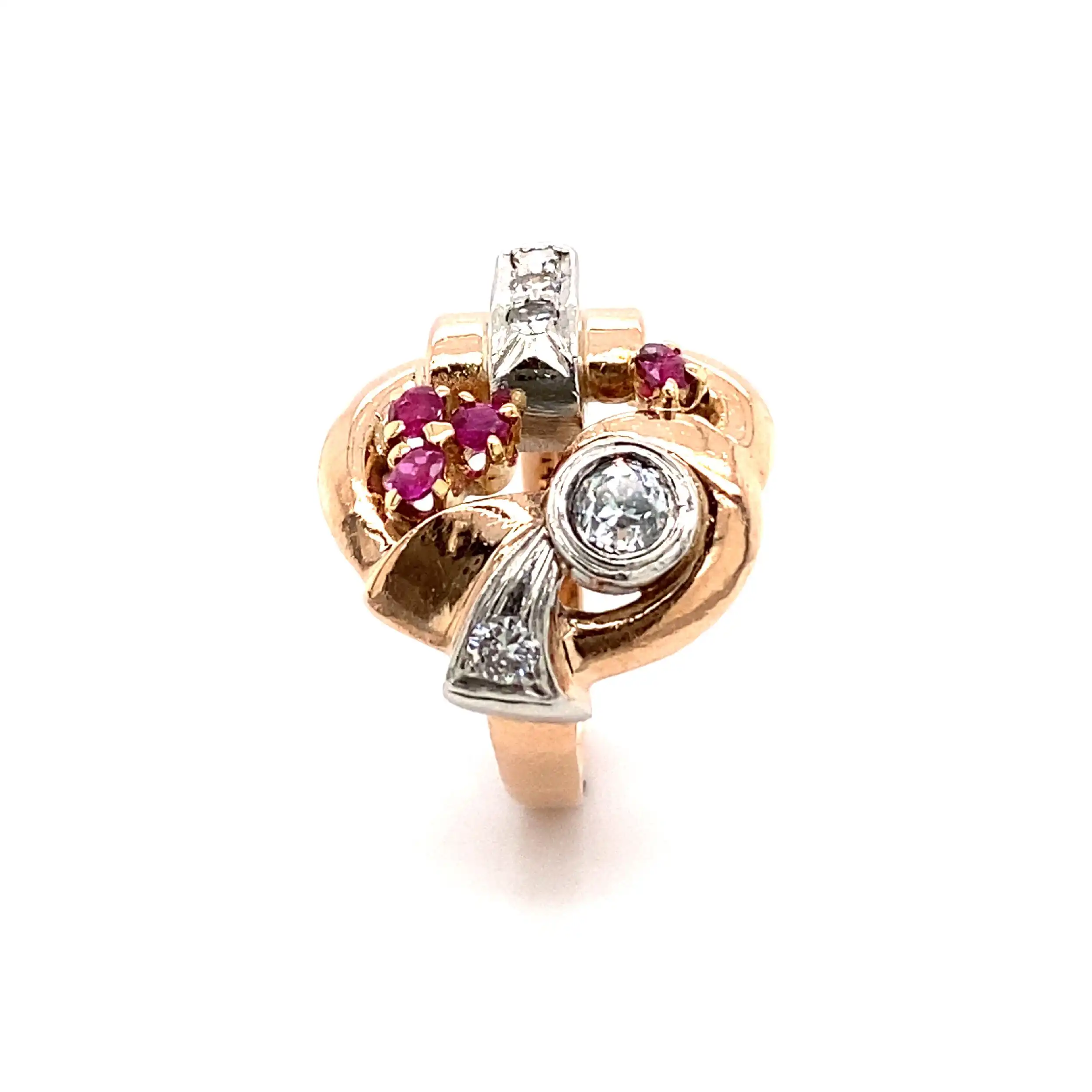 Ring Roségold mit Rubinen, Altschliffbrillant & Diamanten Ring Roségold mit Rubinen, Altschliffbrillant & Diamanten