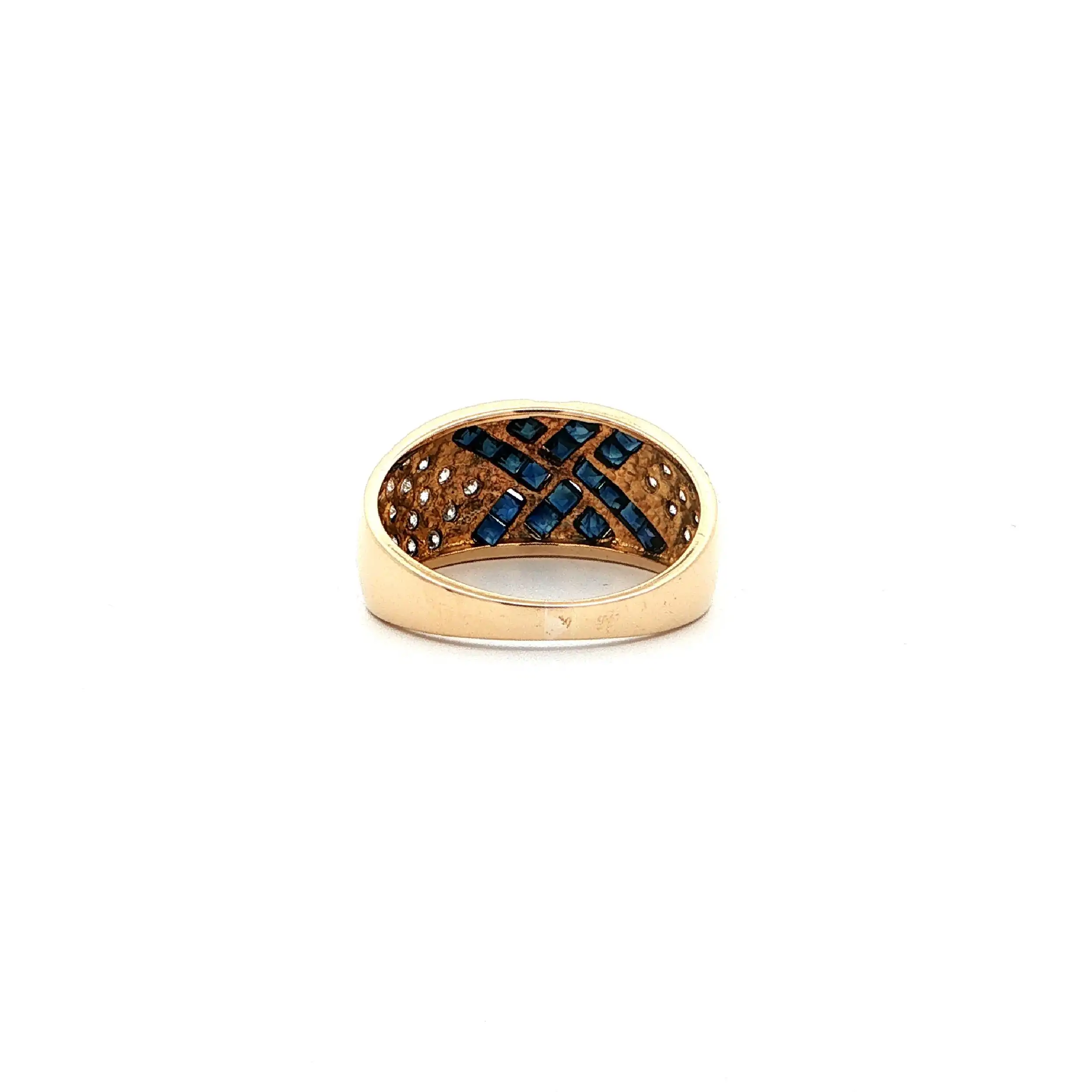 Ring Gelbgold mit blauen Farbsteinen & Zirkonia