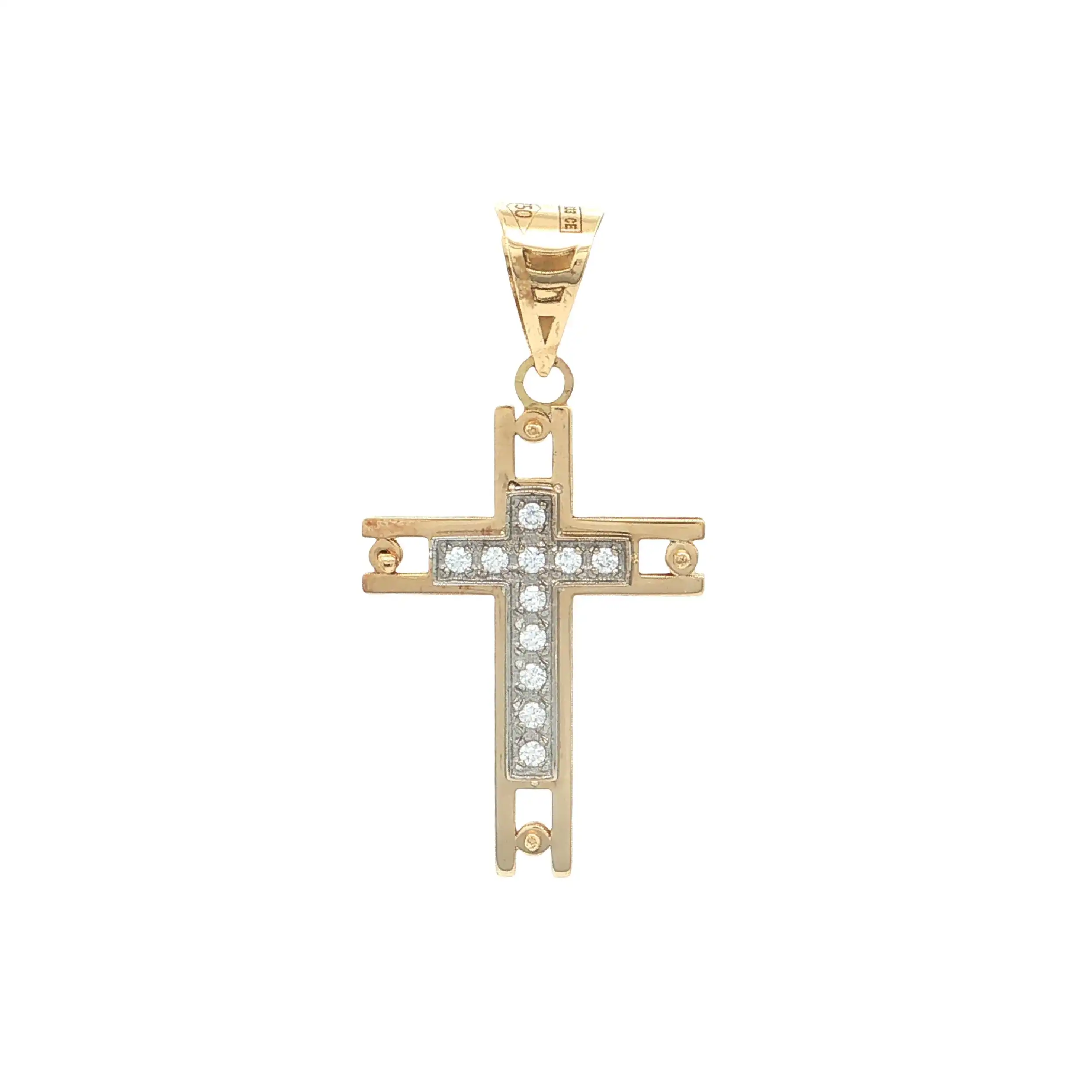 Kreuzanhänger Bicolor mit Zirkonia Kreuzanhänger Bicolor mit Zirkonia