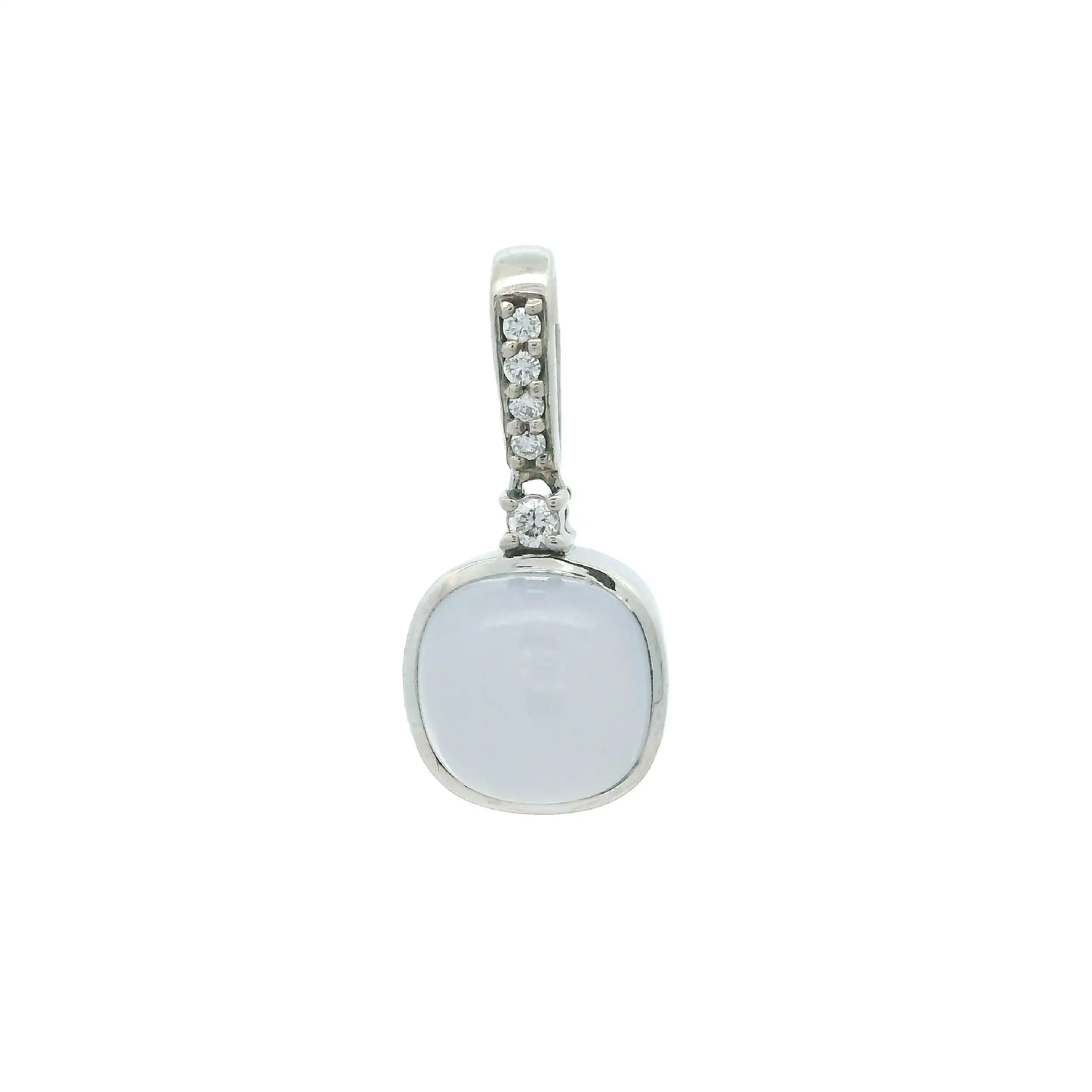 Anhänger Weißgold mit Brillanten und Chalcedon Cabochon