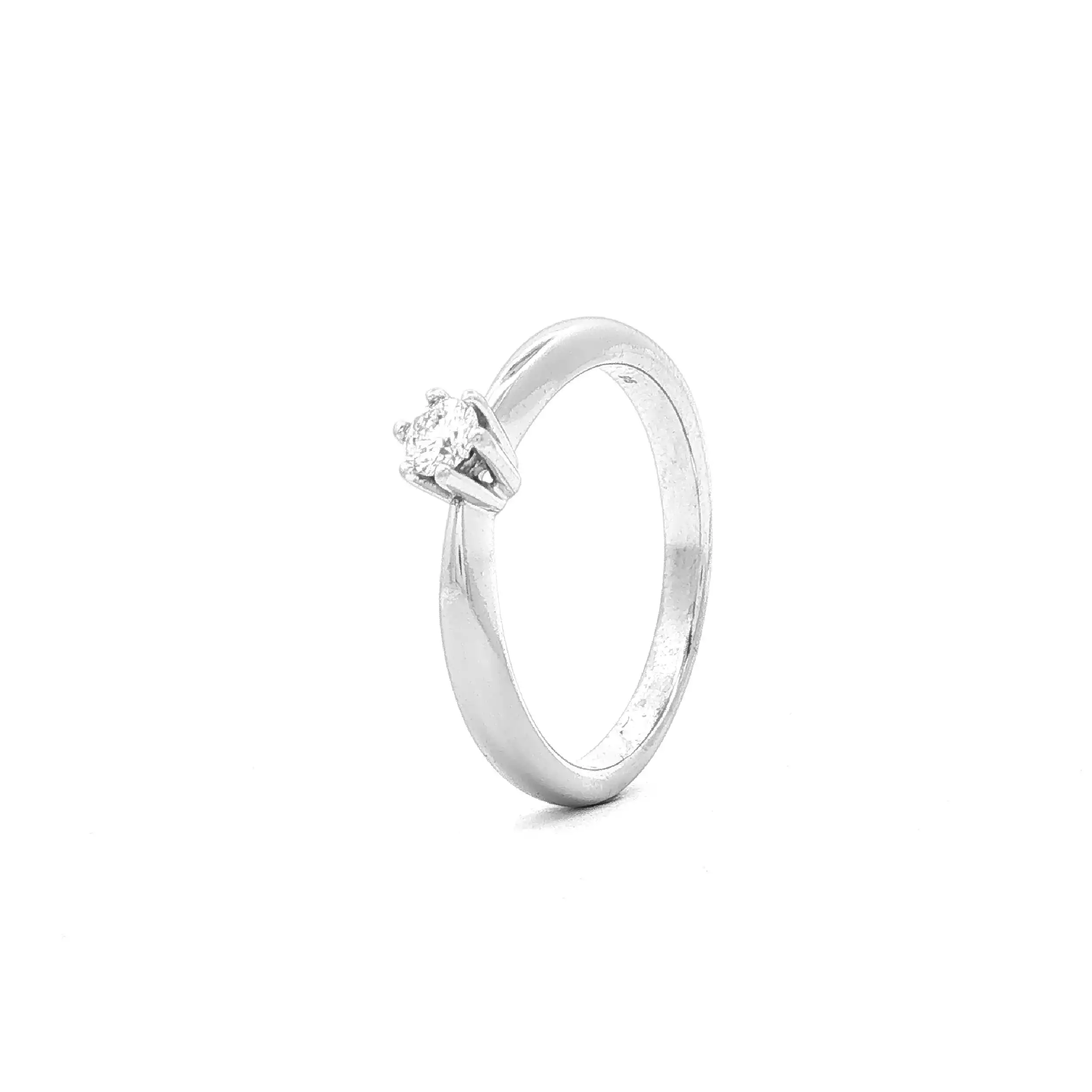 Ring Weißgold mit Brillant Solitär, graviert mit 0,20ct