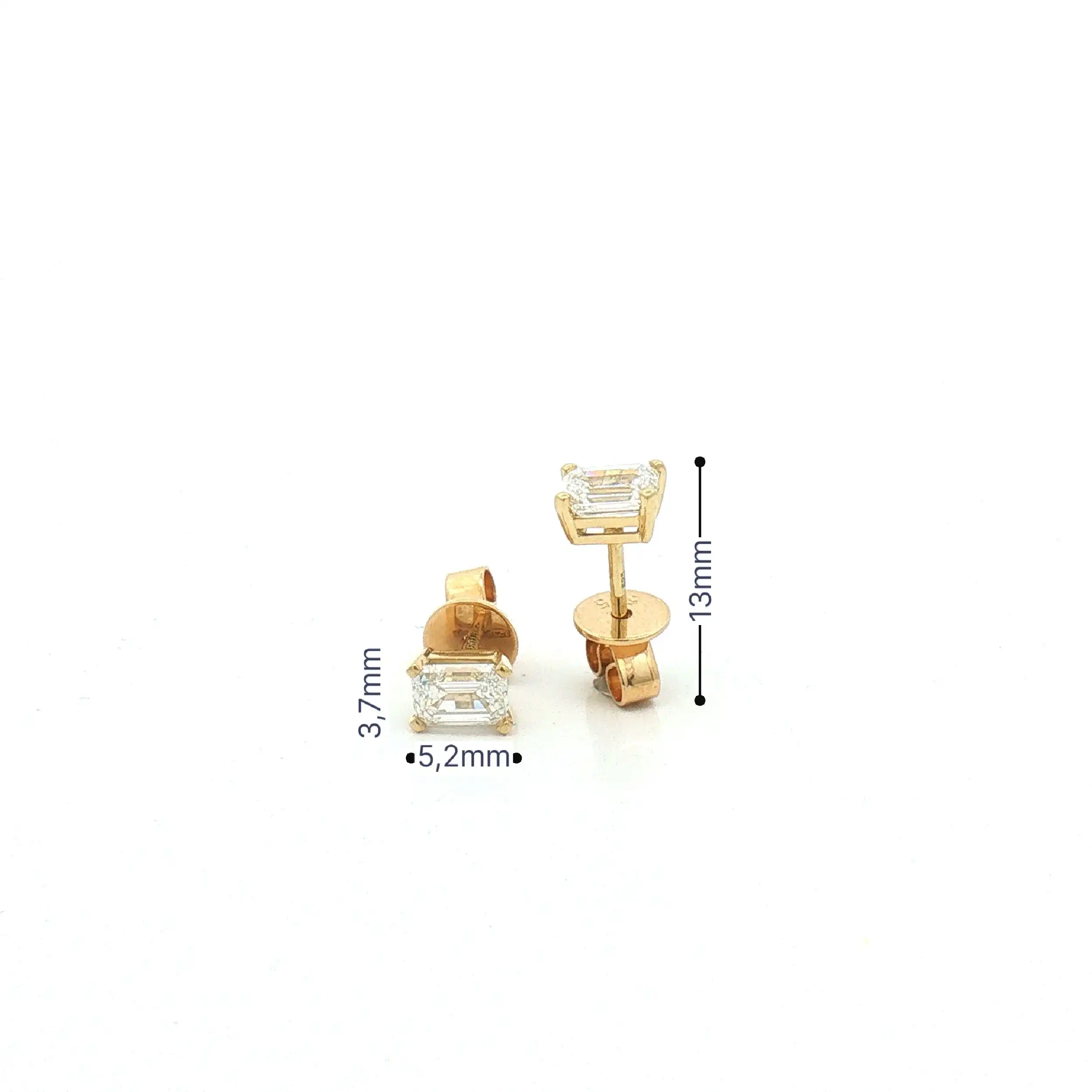 Ohrstecker Gelbgold mit zwei Smaragd Diamanten mit GIA Zertifikat Ohrstecker Gelbgold mit zwei Smaragd Diamanten mit GIA Zertifikat
