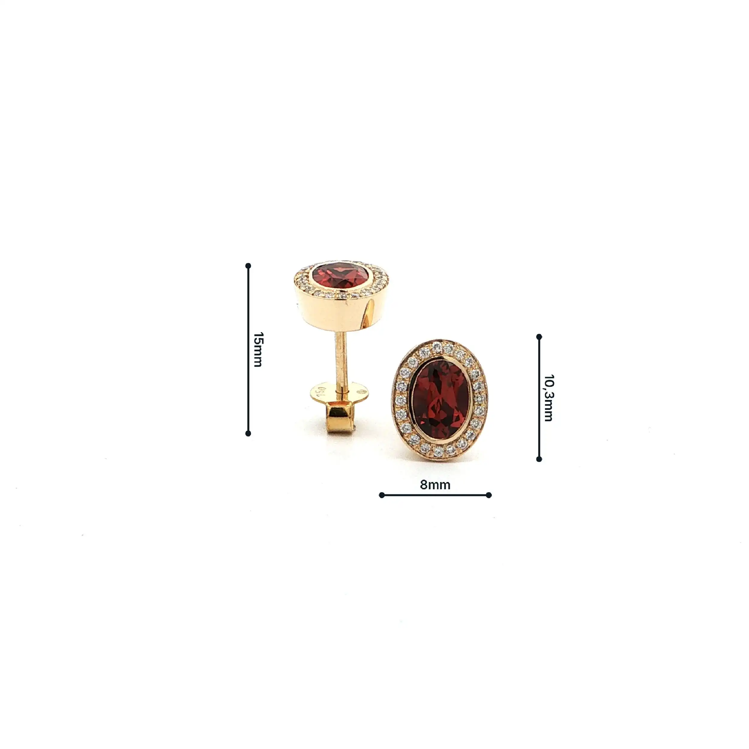 Ohrstecker Gelbgold mit Granat & Brillanten