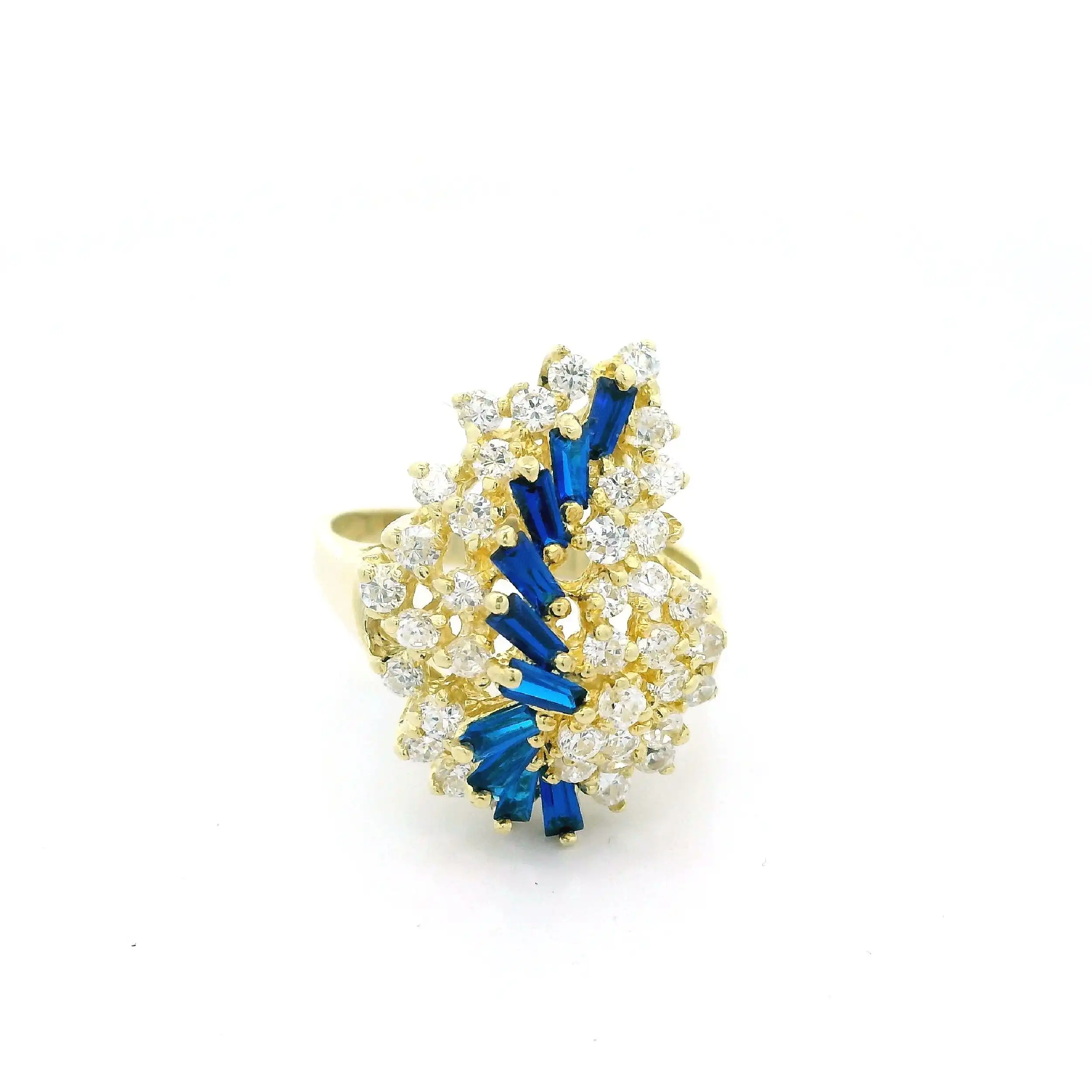 Ring Gelbgold mit blauen Farbsteinen und Zirkonia Ring Gelbgold mit blauen Farbsteinen und Zirkonia