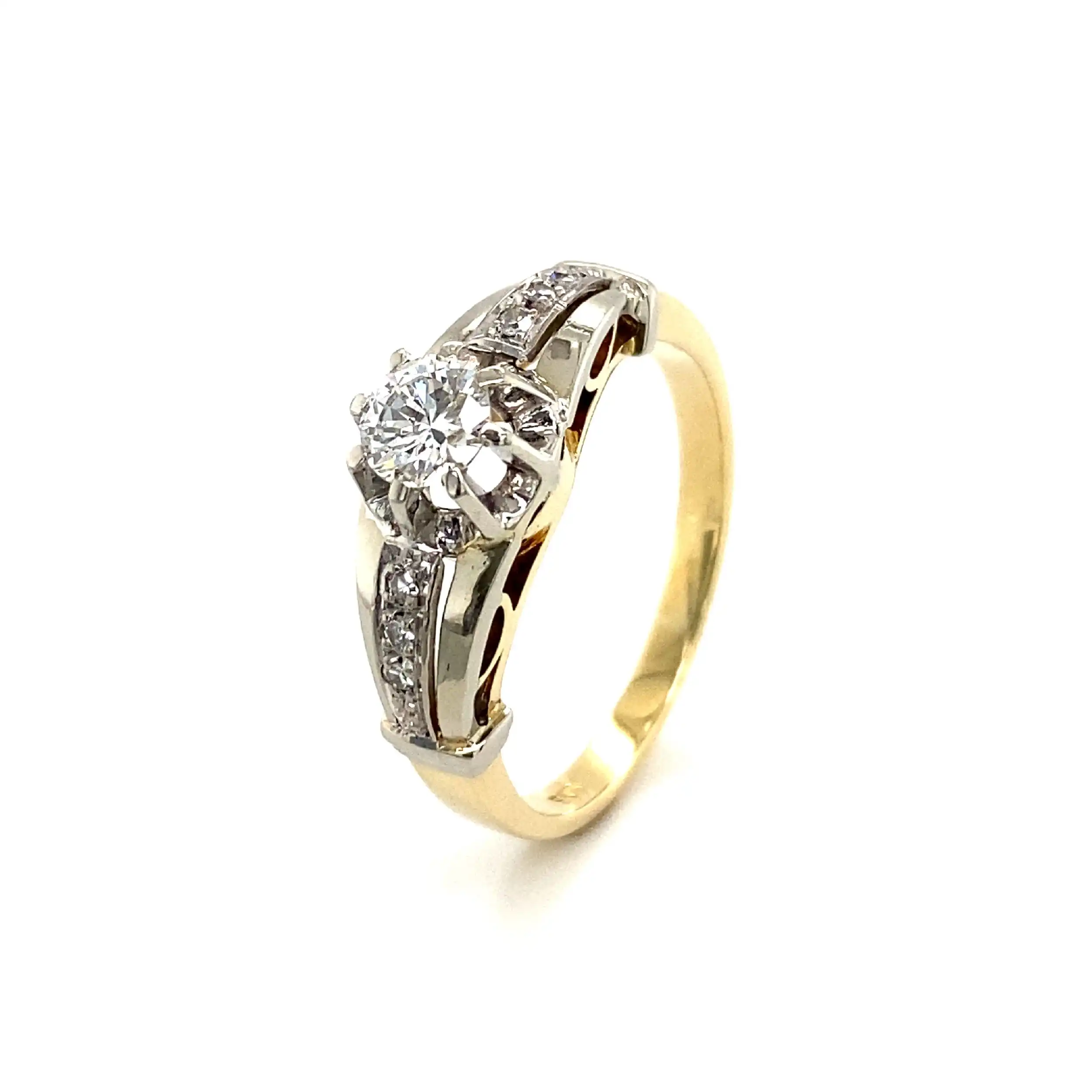 Ring Bicolor mit Brillant-Solitär & Diamanten Ring Bicolor mit Brillant-Solitär & Diamanten