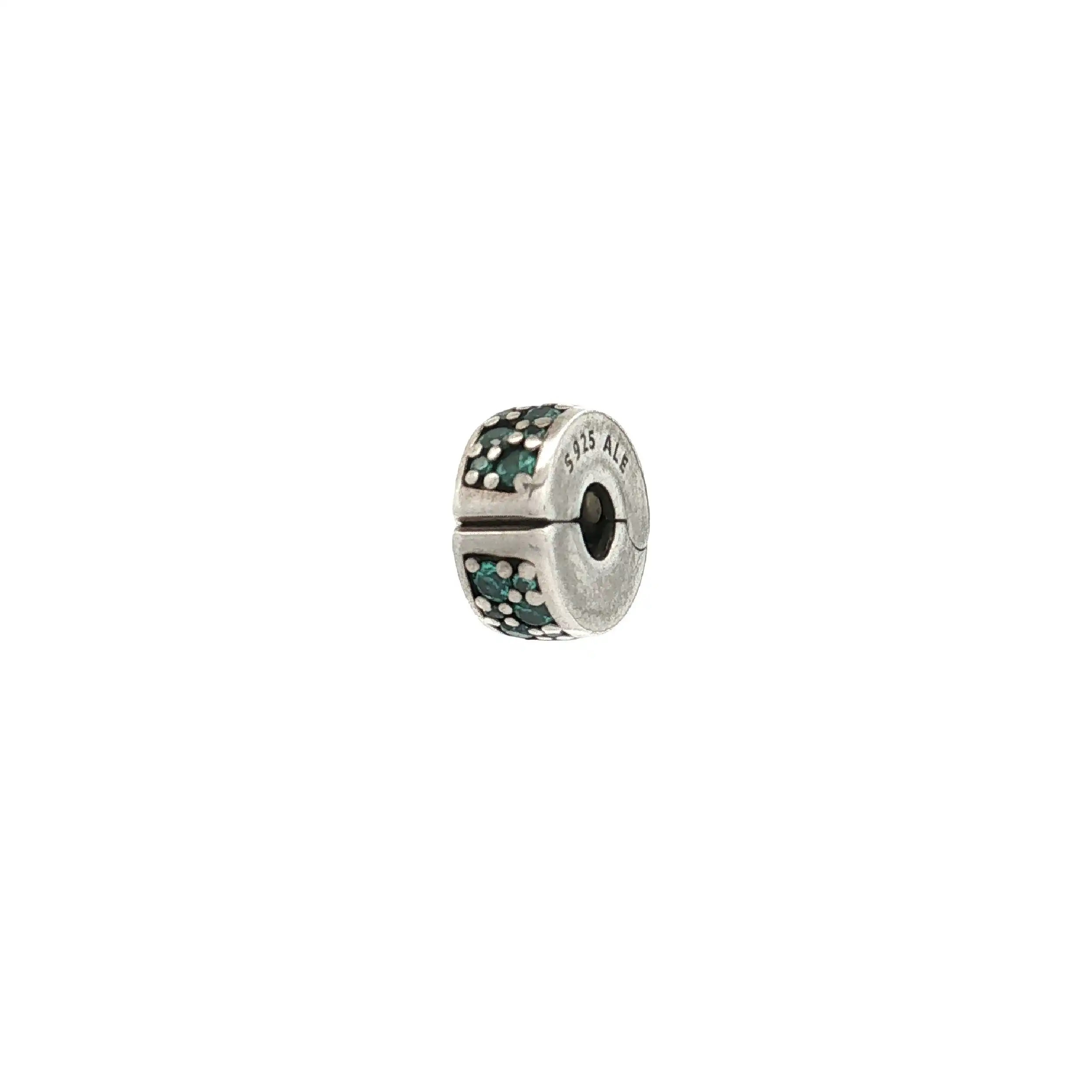 Charm Pandora Clear Pave Clip blau Stopper