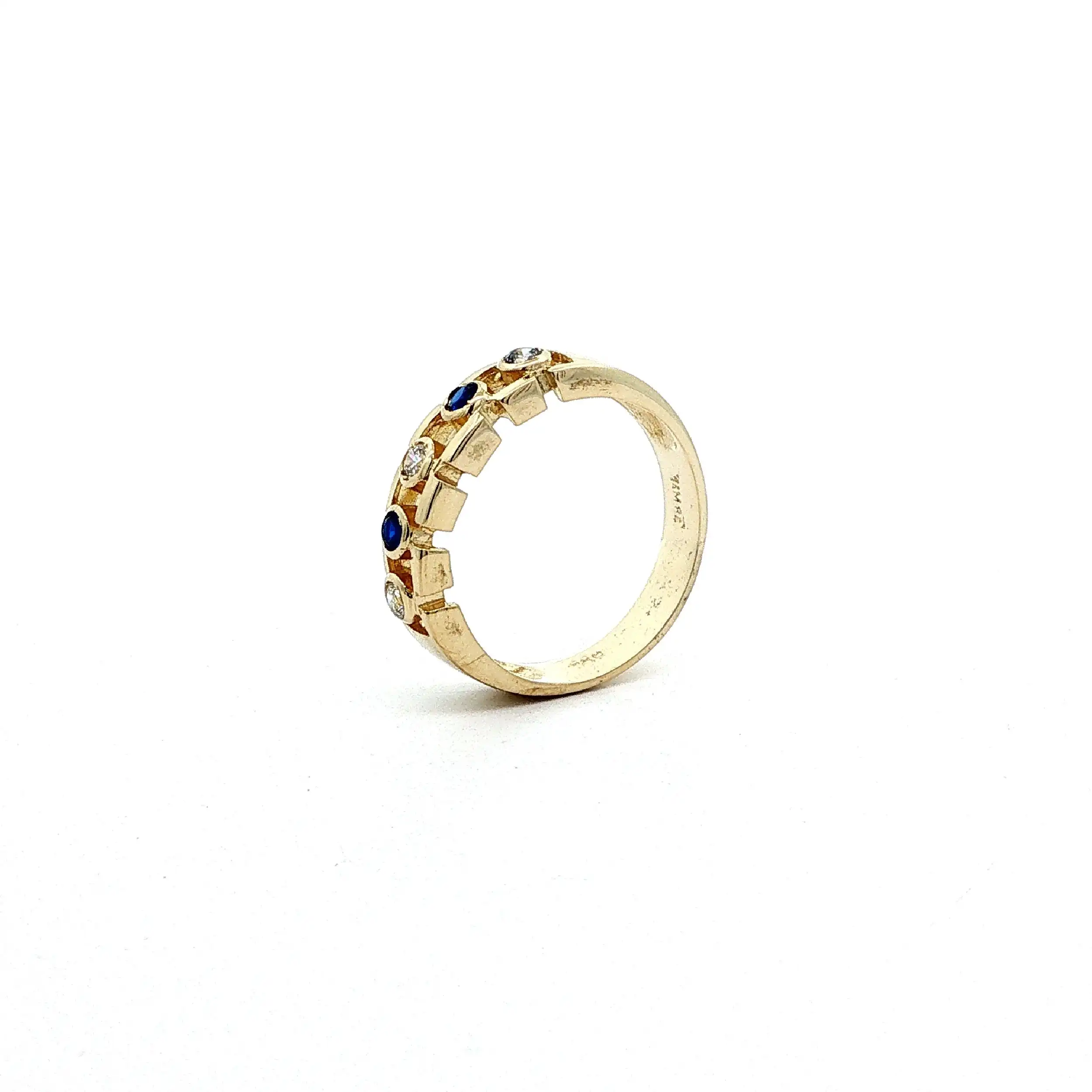 Ring Gelbgold mit blauen Farbsteinen & Zirkonia