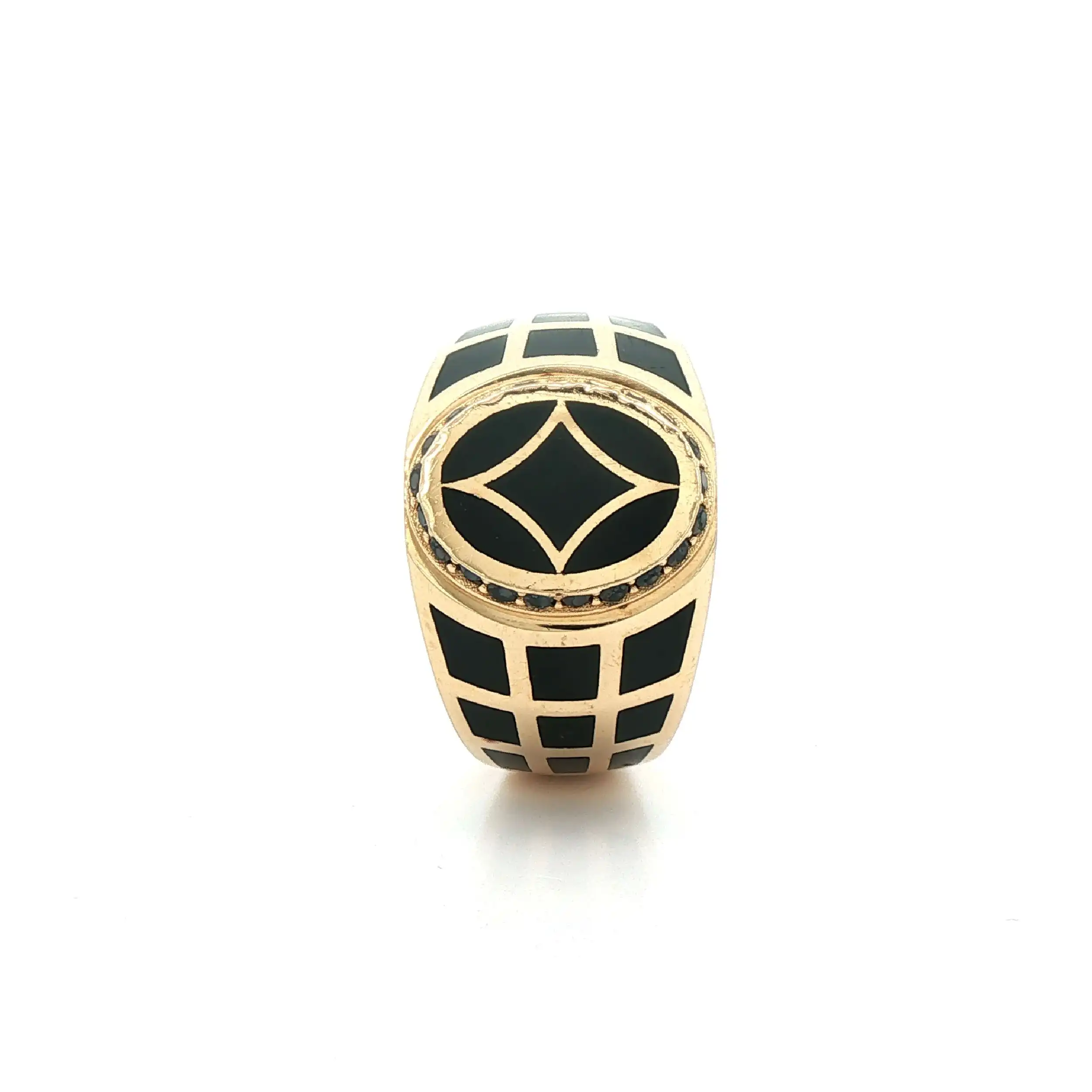 Herrenring Gelbgold mit schwarzer Emaille
