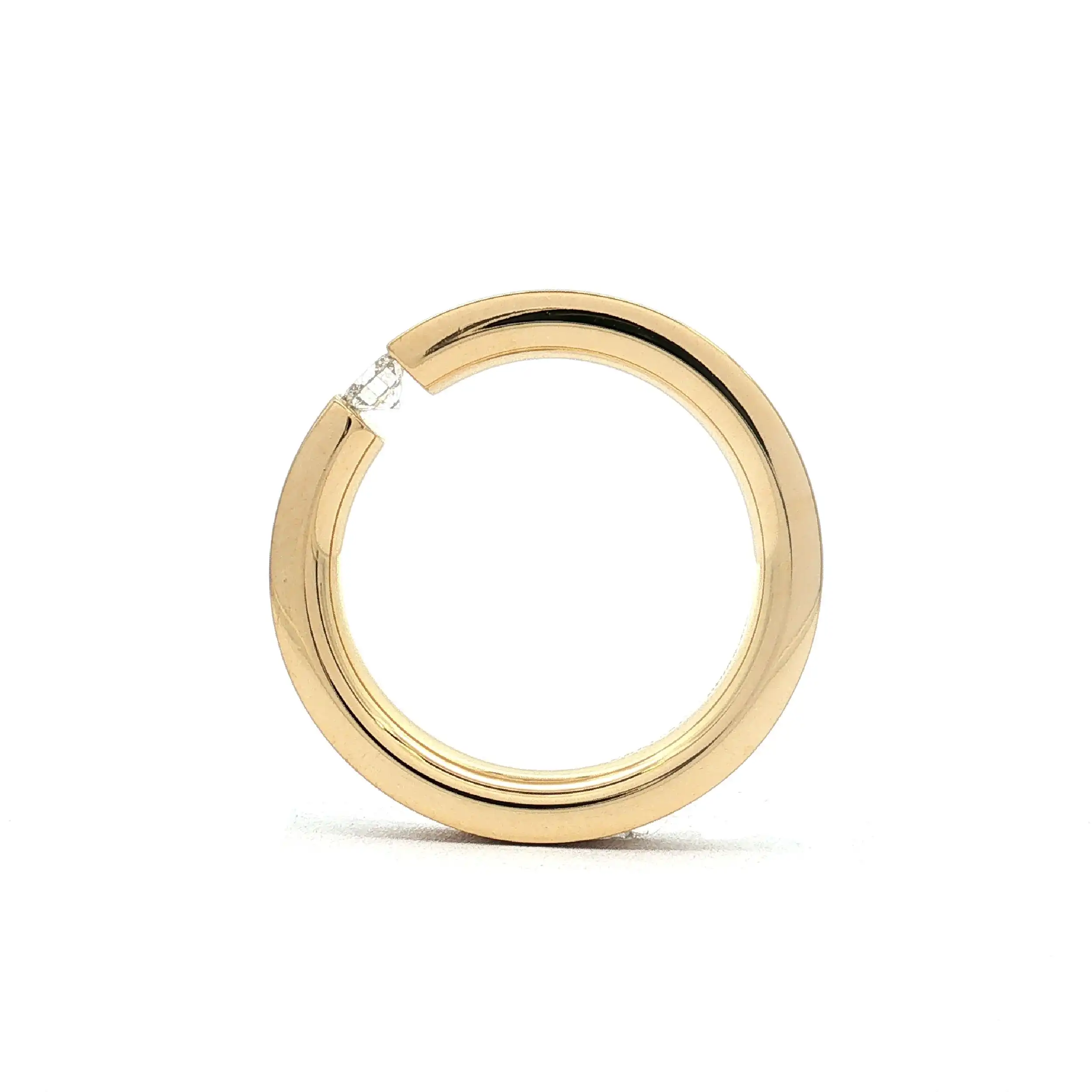 Spannring Gelbgold Niessing flach mit Brillant Solitär