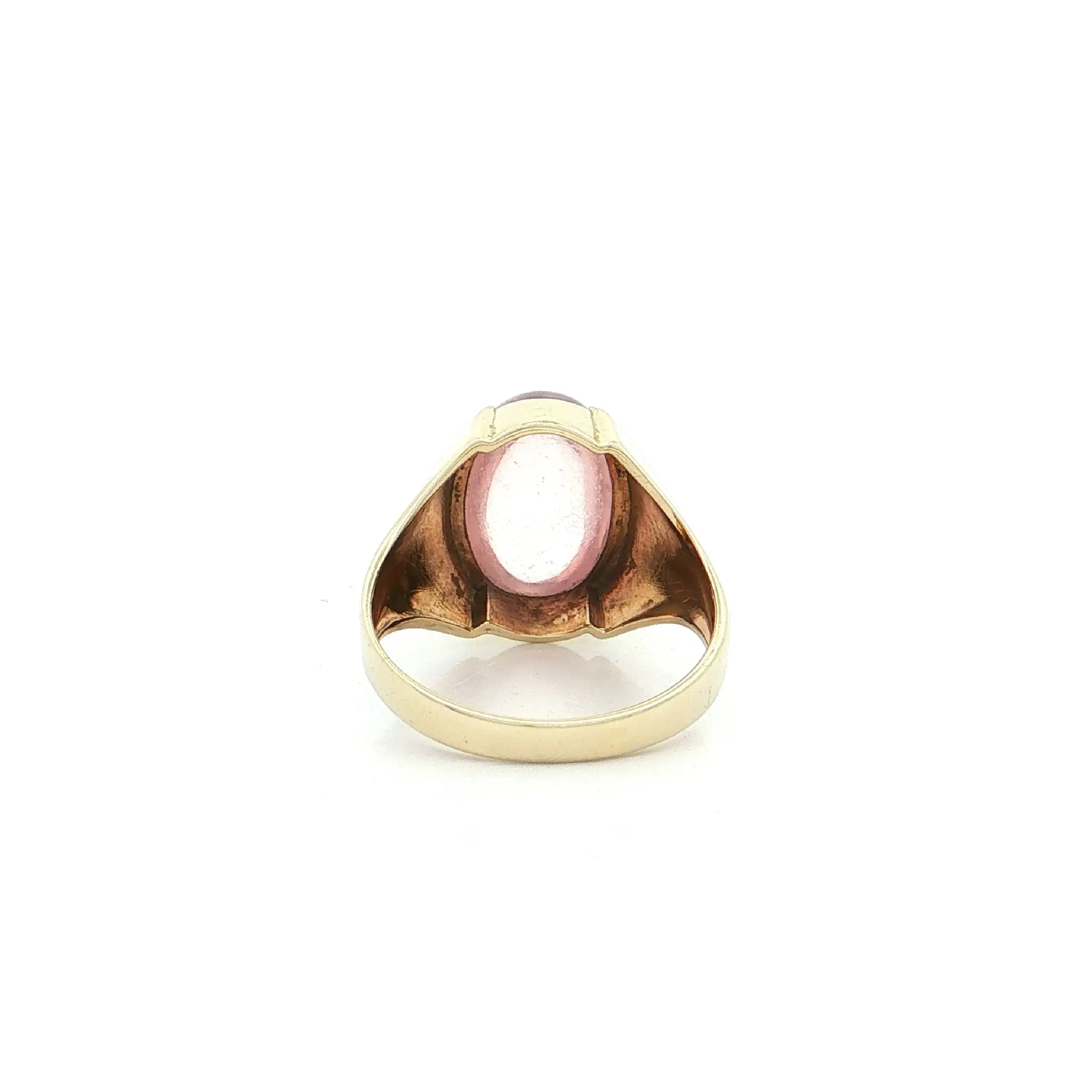 Ring Gelbgold mit Rosenquarz Cabochon