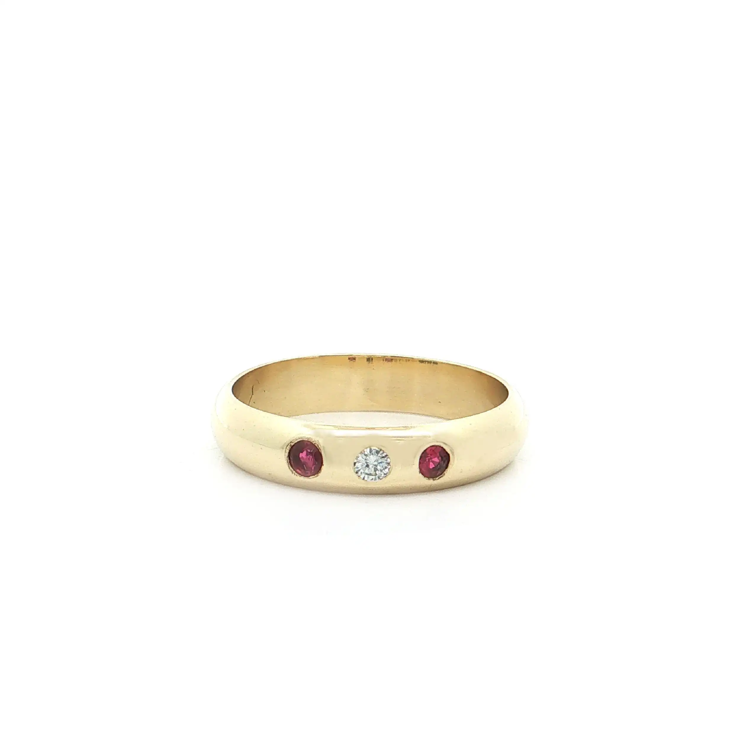 Bandring Gelbgold mit Brillant und Rubinen