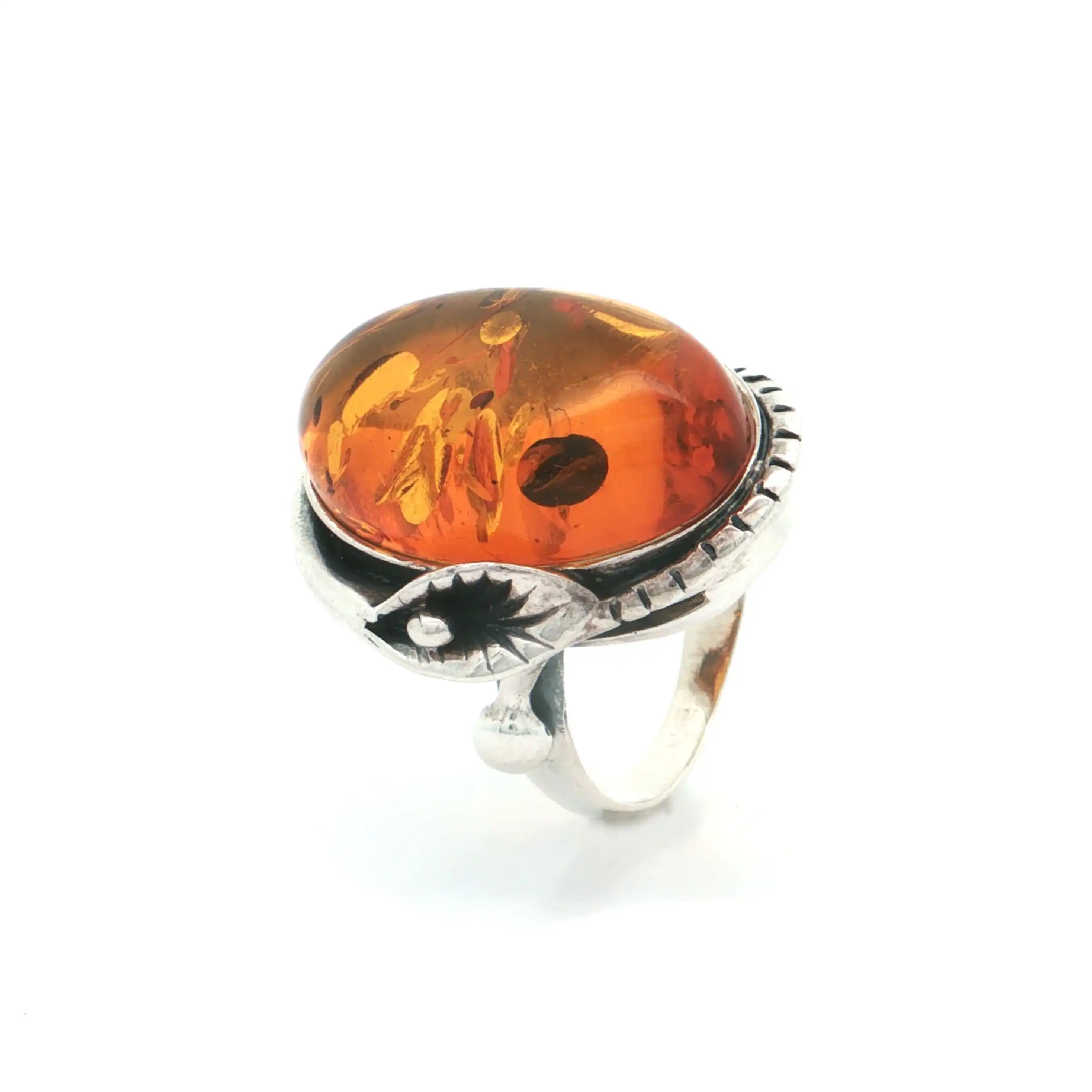 Ring Silber mit Bernstein