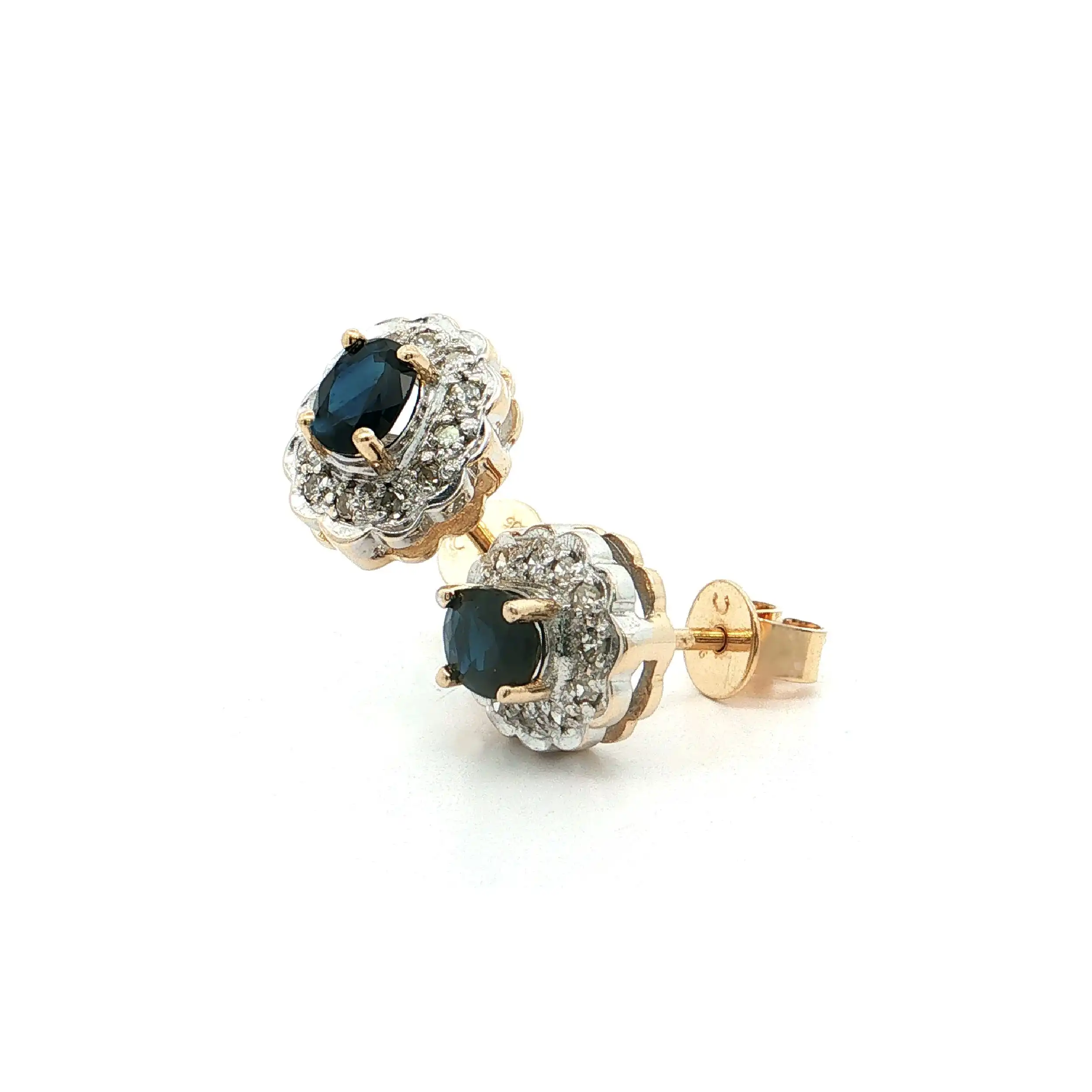 Ohrstecker Bicolor mit Saphir und Diamanten